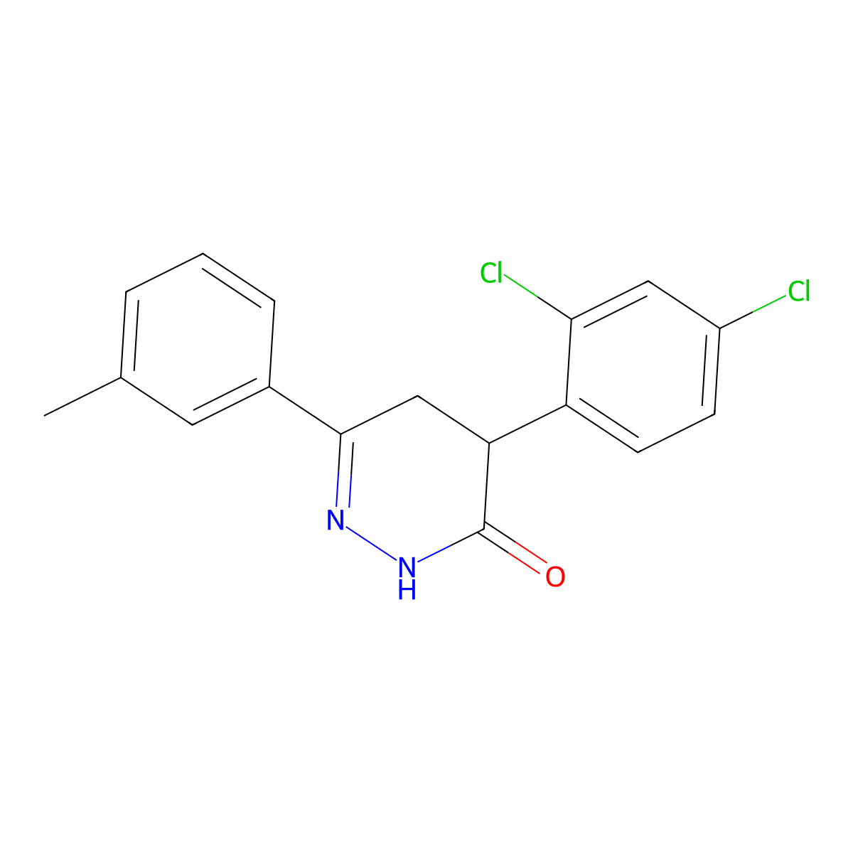 4-(2,4-dichlorophenyl)-6-(3-methylphenyl)-4,5-dihydro-3(2H)-pyridazinone molecular structure, CAS 344282-65-1