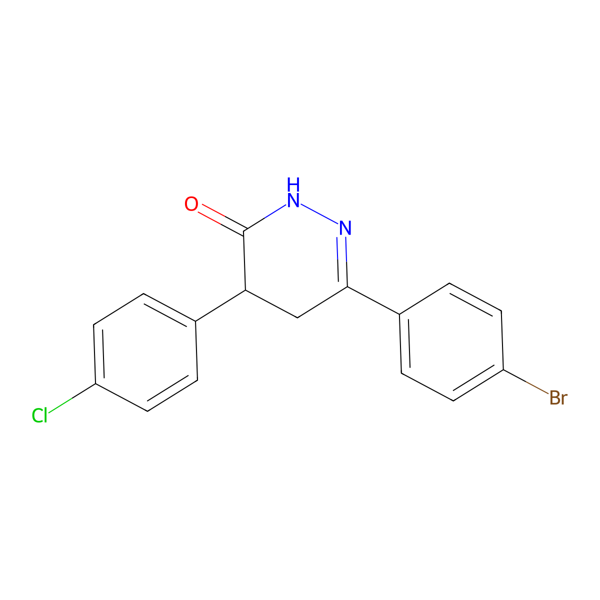 6-(4-bromophenyl)-4-(4-chlorophenyl)-4,5-dihydro-3(2H)-pyridazinone molecular structure, CAS 344282-69-5