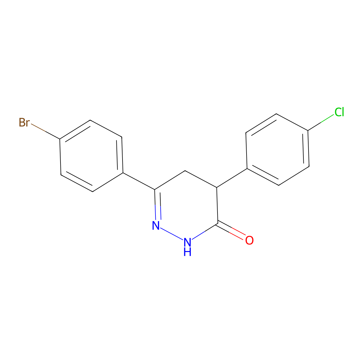 6-(4-bromophenyl)-4-(4-chlorophenyl)-4,5-dihydro-3(2H)-pyridazinone molecular structure, CAS 344282-69-5