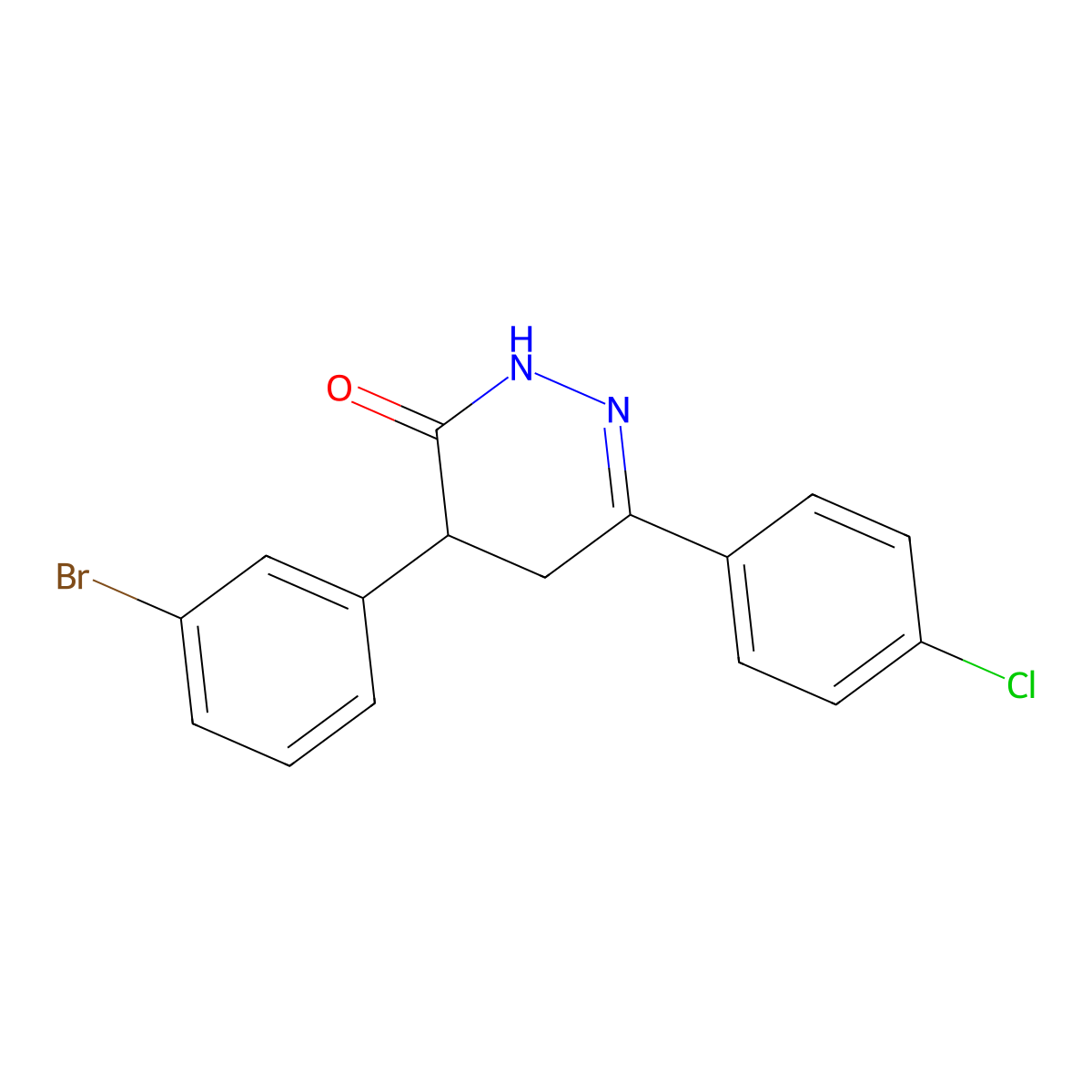 4-(3-bromophenyl)-6-(4-chlorophenyl)-4,5-dihydro-3(2H)-pyridazinone molecular structure, CAS 344282-71-9