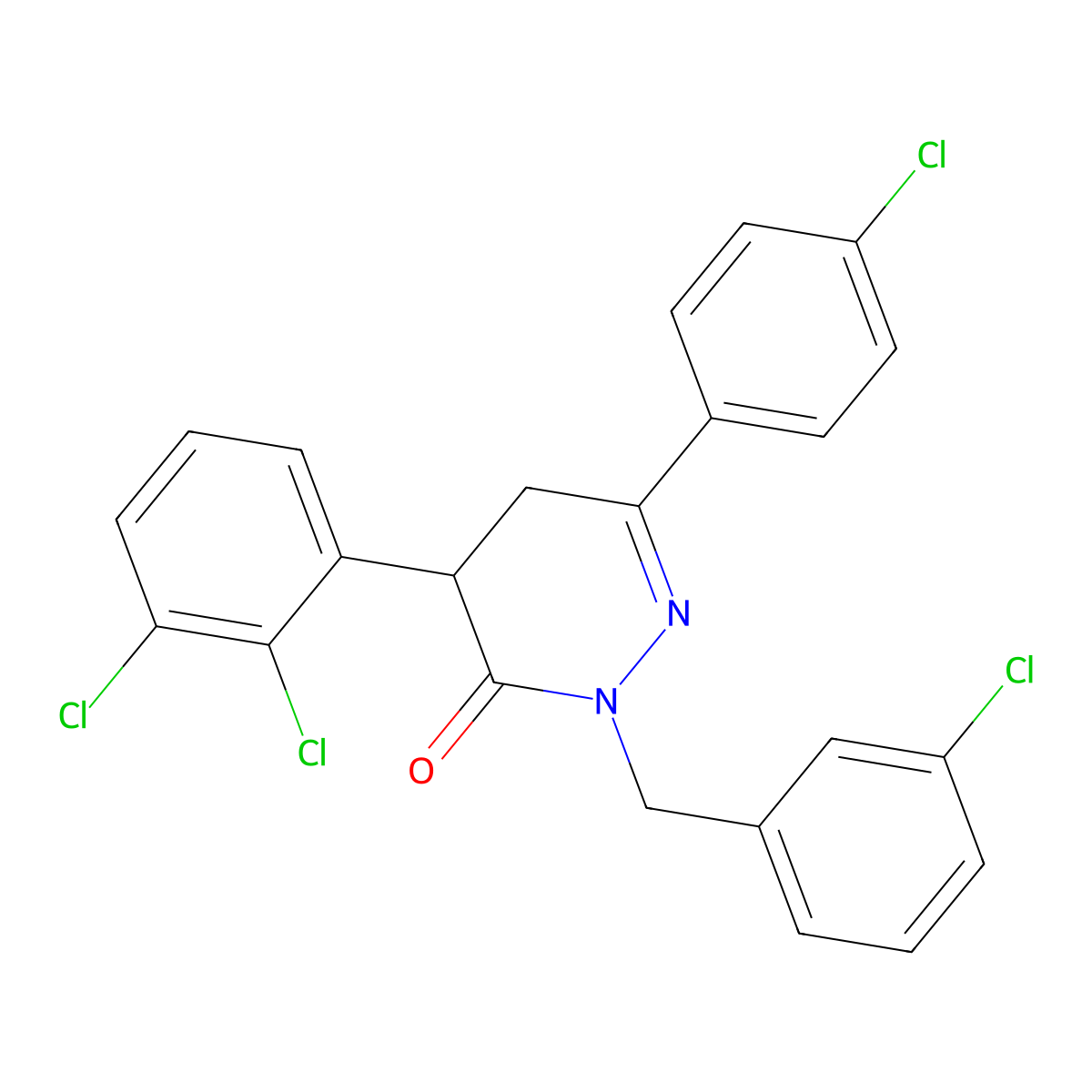 6-(4-Chlorophenyl)-2-[(3-chlorophenyl)methyl]-4-(2,3-dichlorophenyl)-2,3,4,5-tetrahydropyridazin-3-one molecular structure, CAS 344282-75-3