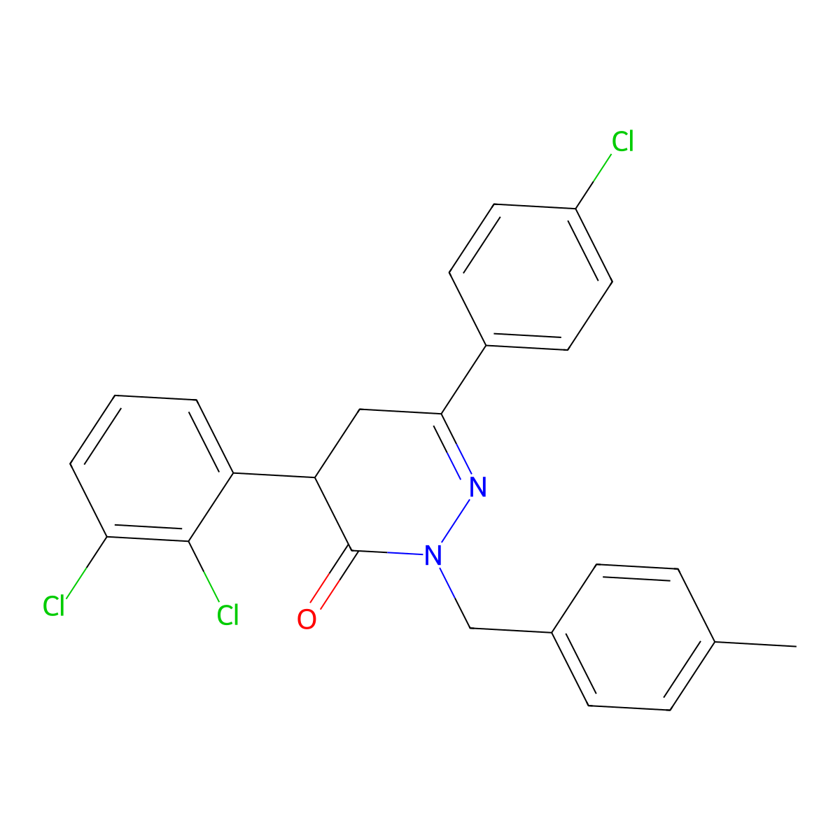 6-(4-Chlorophenyl)-4-(2,3-dichlorophenyl)-2-[(4-methylphenyl)methyl]-2,3,4,5-tetrahydropyridazin-3-one molecular structure, CAS 344282-77-5