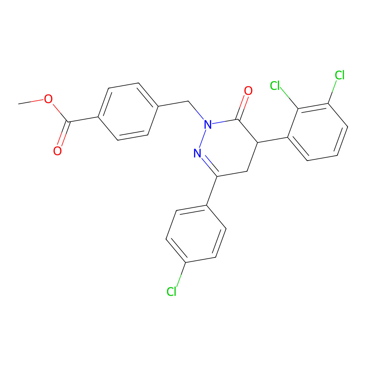 Methyl 4-{[3-(4-chlorophenyl)-5-(2,3-dichlorophenyl)-6-oxo-1,4,5,6-tetrahydropyridazin-1-yl]methyl}benzoate molecular structure, CAS 344282-79-7