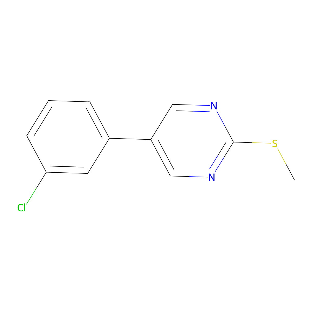5-(3-Chlorophenyl)-2-(methylsulfanyl)pyrimidine molecular structure, CAS 344282-83-3
