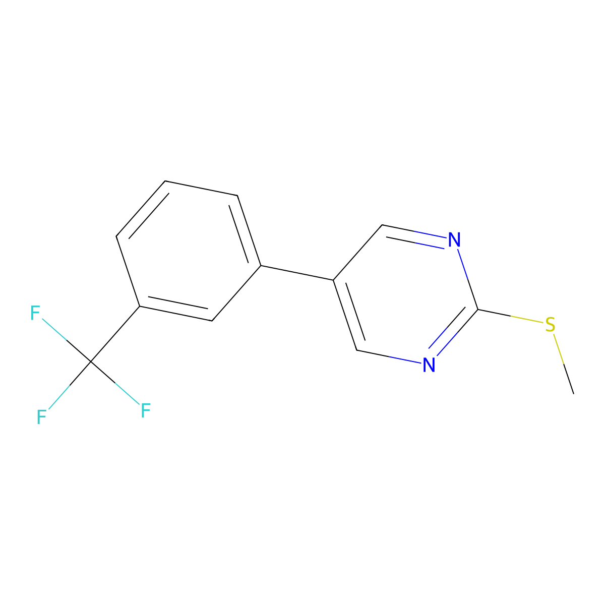 2-(Methylsulfanyl)-5-(3-(trifluoromethyl)phenyl)pyrimidine molecular structure, CAS 344282-87-7