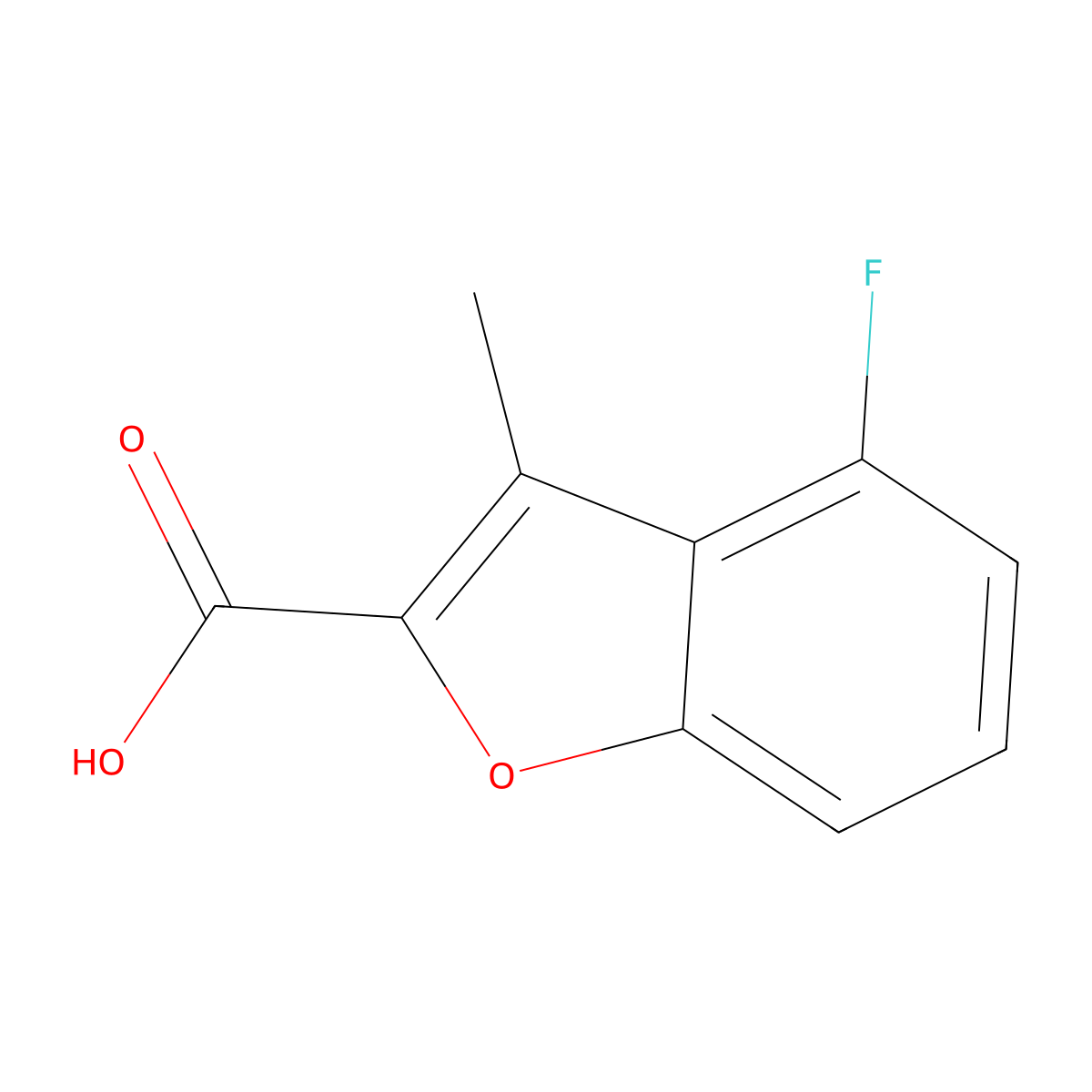 4-Fluoro-3-methyl-benzofuran-2-carboxylic acid molecular structure, CAS 344287-24-7