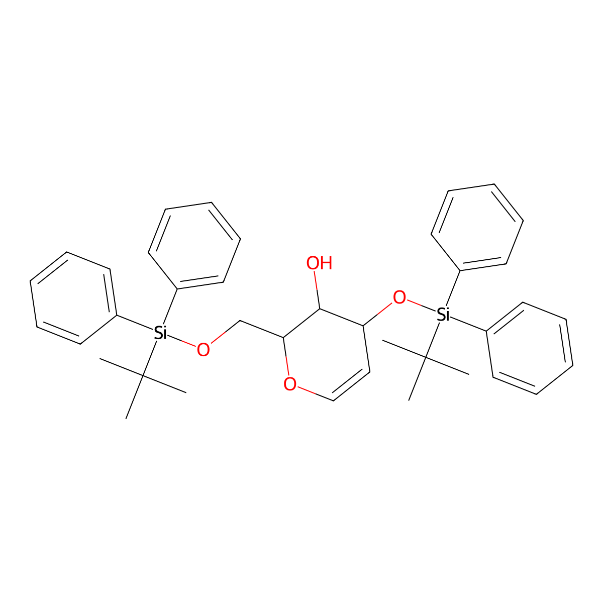D-arabino-Hex-5-enitol,2,6-anhydro-5-deoxy-1,4-bis-O-[(1,1-dimethylethyl)diphenylsilyl]- molecular structure, CAS 344303-60-2