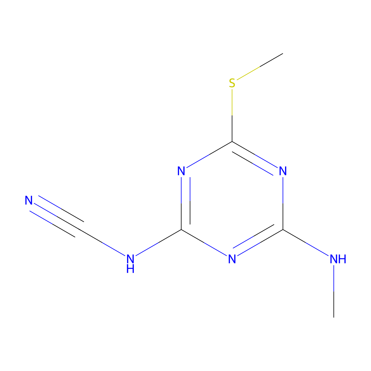 [4-(Methylamino)-6-methylsulfanyl-1,3,5-triazin-2-yl]cyanamide molecular structure, CAS 344303-72-6