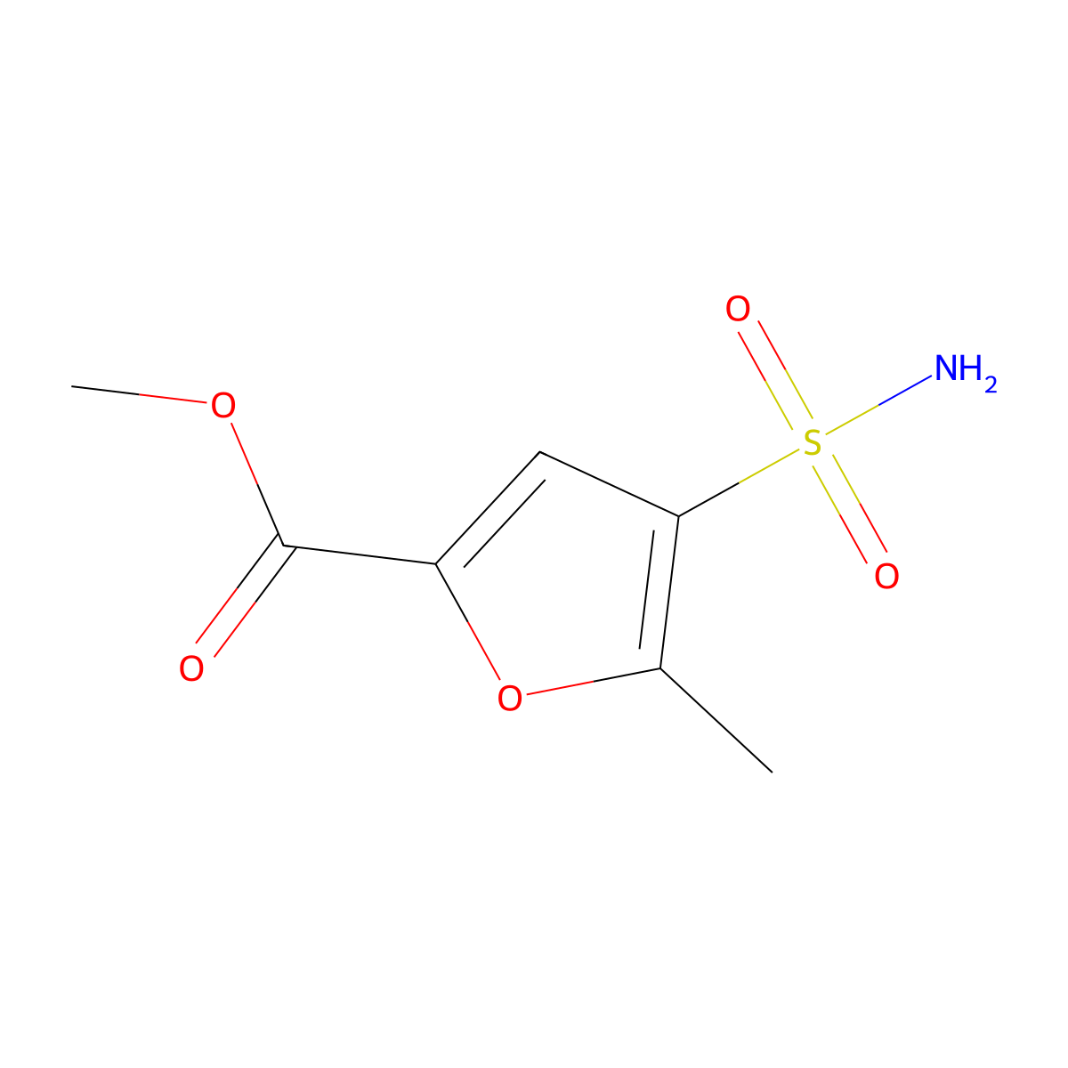 Methyl 5-methyl-4-sulfamoylfuran-2-carboxylate molecular structure, CAS 344308-92-5