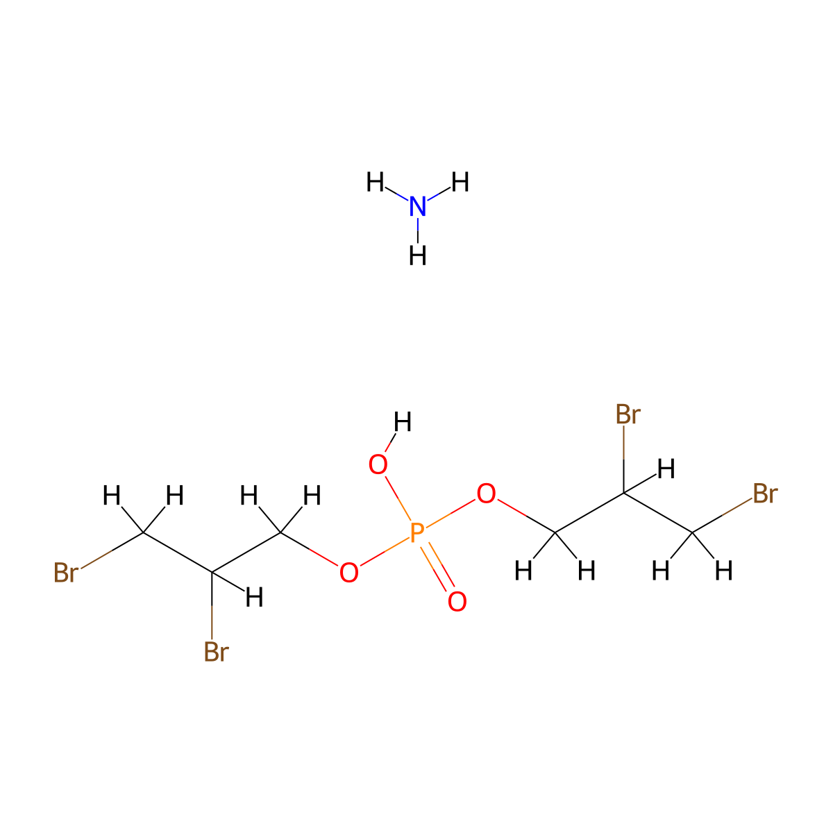 1-Propanol, 2,3-dibromo-, 1,1'-(hydrogen phosphate), ammonium salt (1:1) molecular structure, CAS 34432-82-1