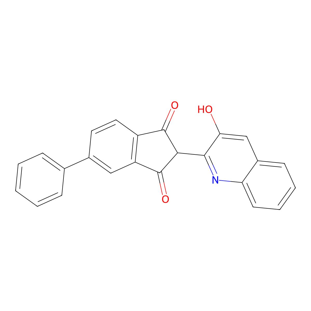 2-(3-Hydroxy-2-quinolyl)-5-phenyl-1H-indene-1,3(2H)-dione molecular structure, CAS 34432-91-2