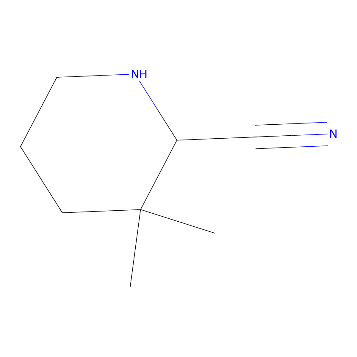 3,3-Dimethylpiperidine-2-carbonitrile molecular structure, CAS 344410-47-5