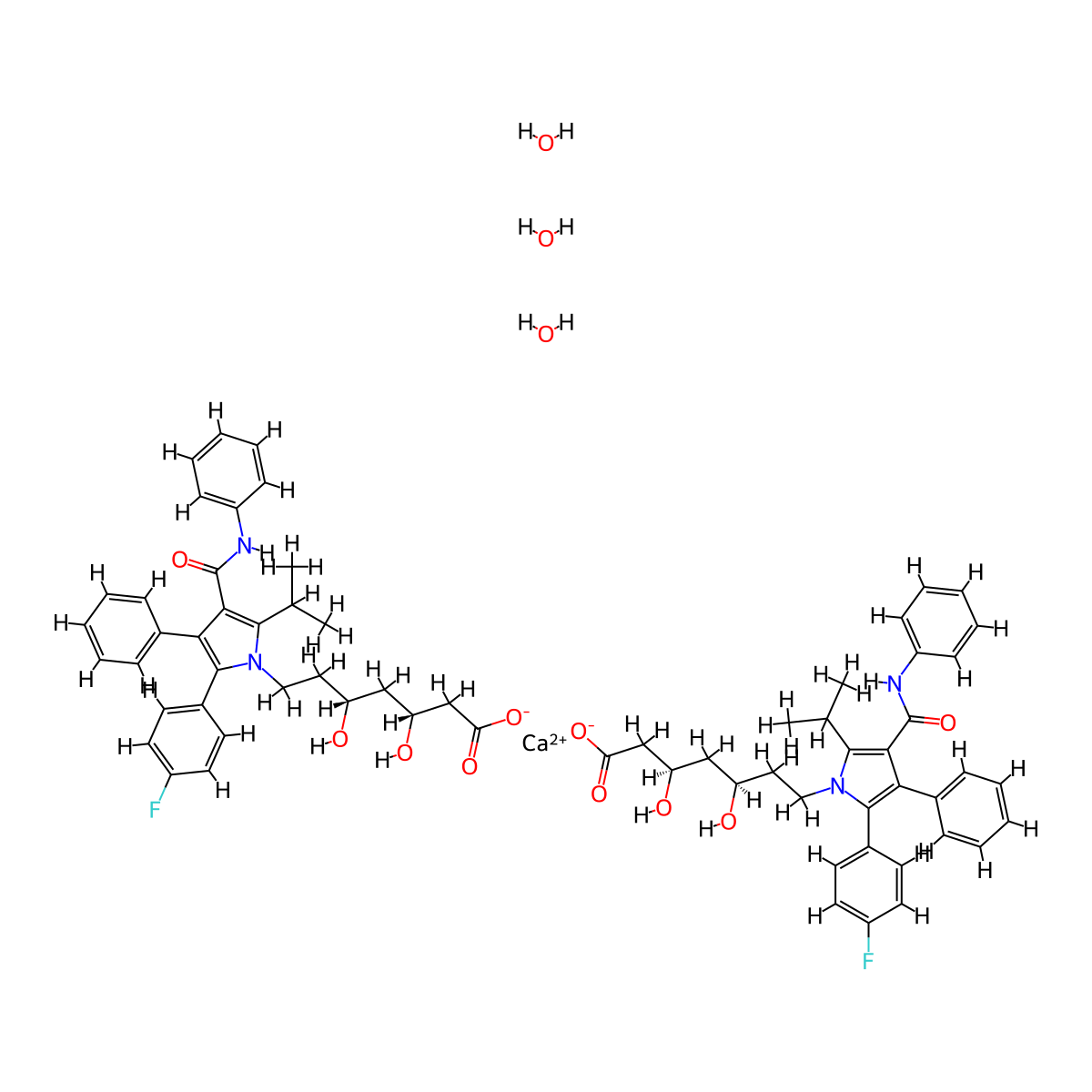 Atorvastatin hemicalcium trihydrate molecular structure, CAS 344423-98-9
