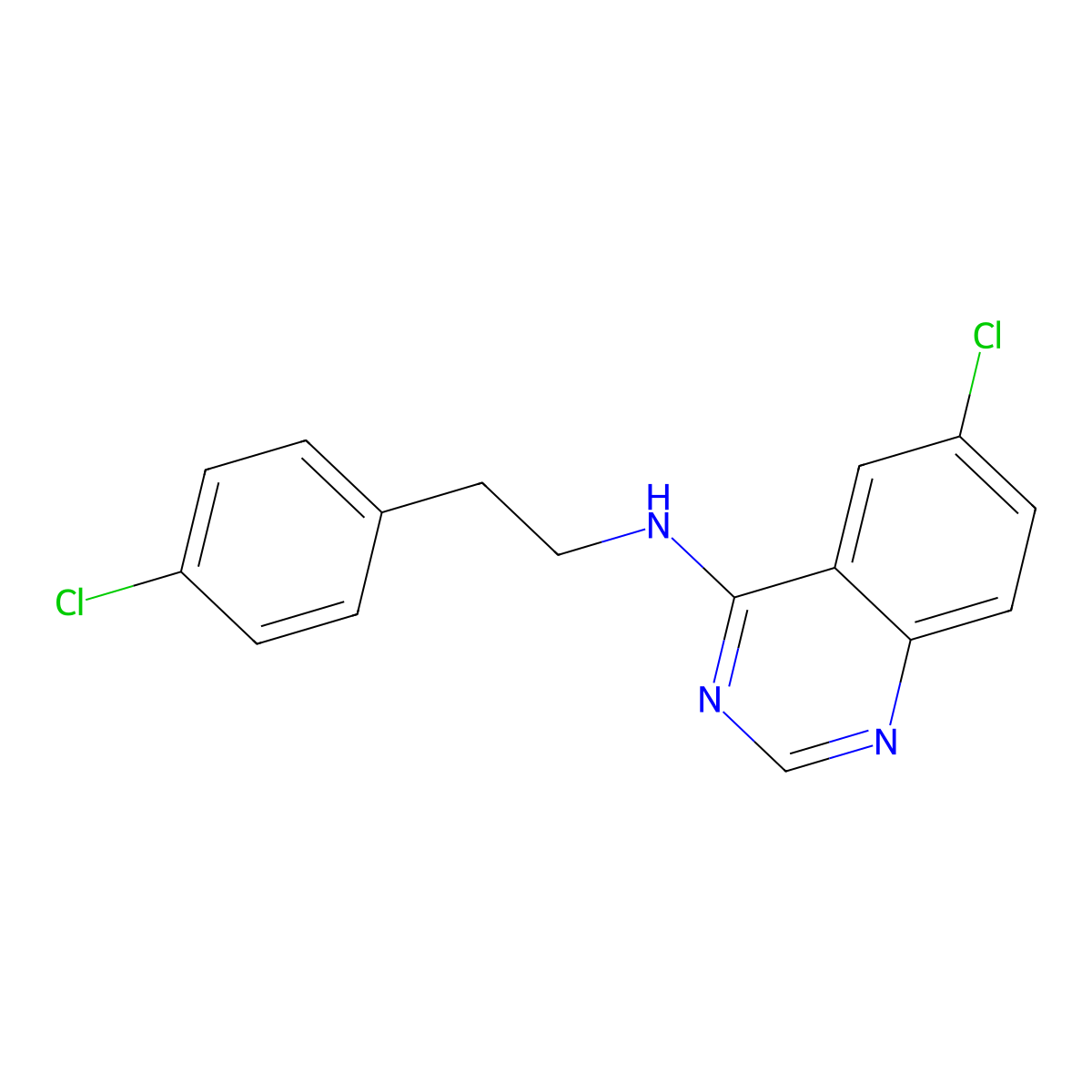 6-chloro-N-[2-(4-chlorophenyl)ethyl]quinazolin-4-amine molecular structure, CAS 344455-03-4