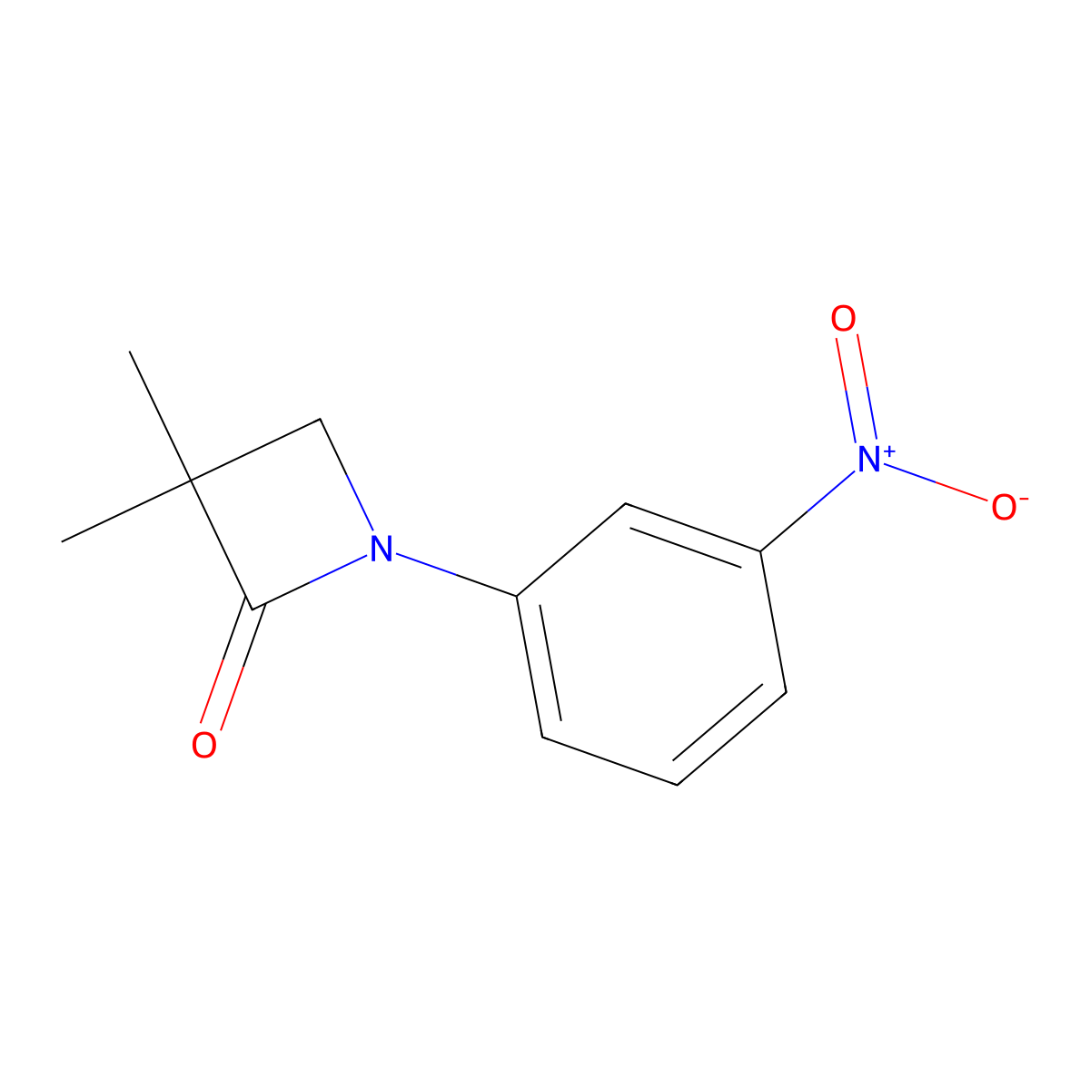 3,3-Dimethyl-1-(3-nitrophenyl)azetidin-2-one molecular structure, CAS 34449-03-1