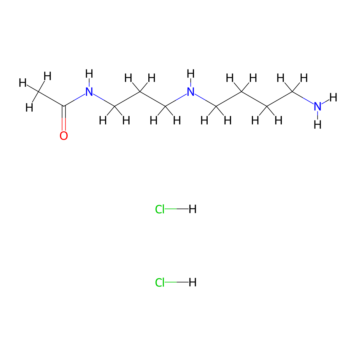 Acetamide, N-(3-((4-aminobutyl)amino)propyl)-, dihydrochloride molecular structure, CAS 34450-16-3