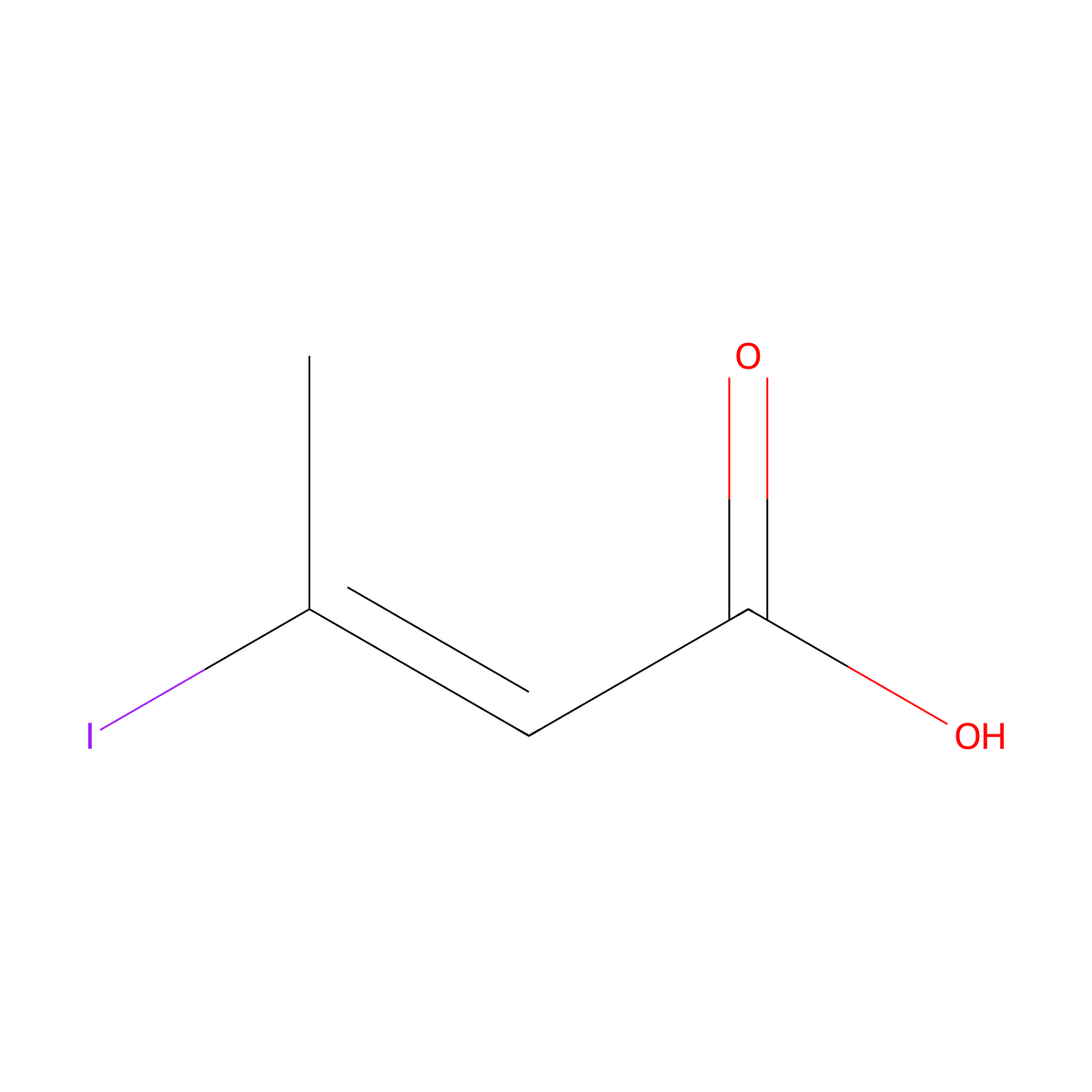 (E)-3-Iodo-2-butenoic acid molecular structure, CAS 34450-59-4