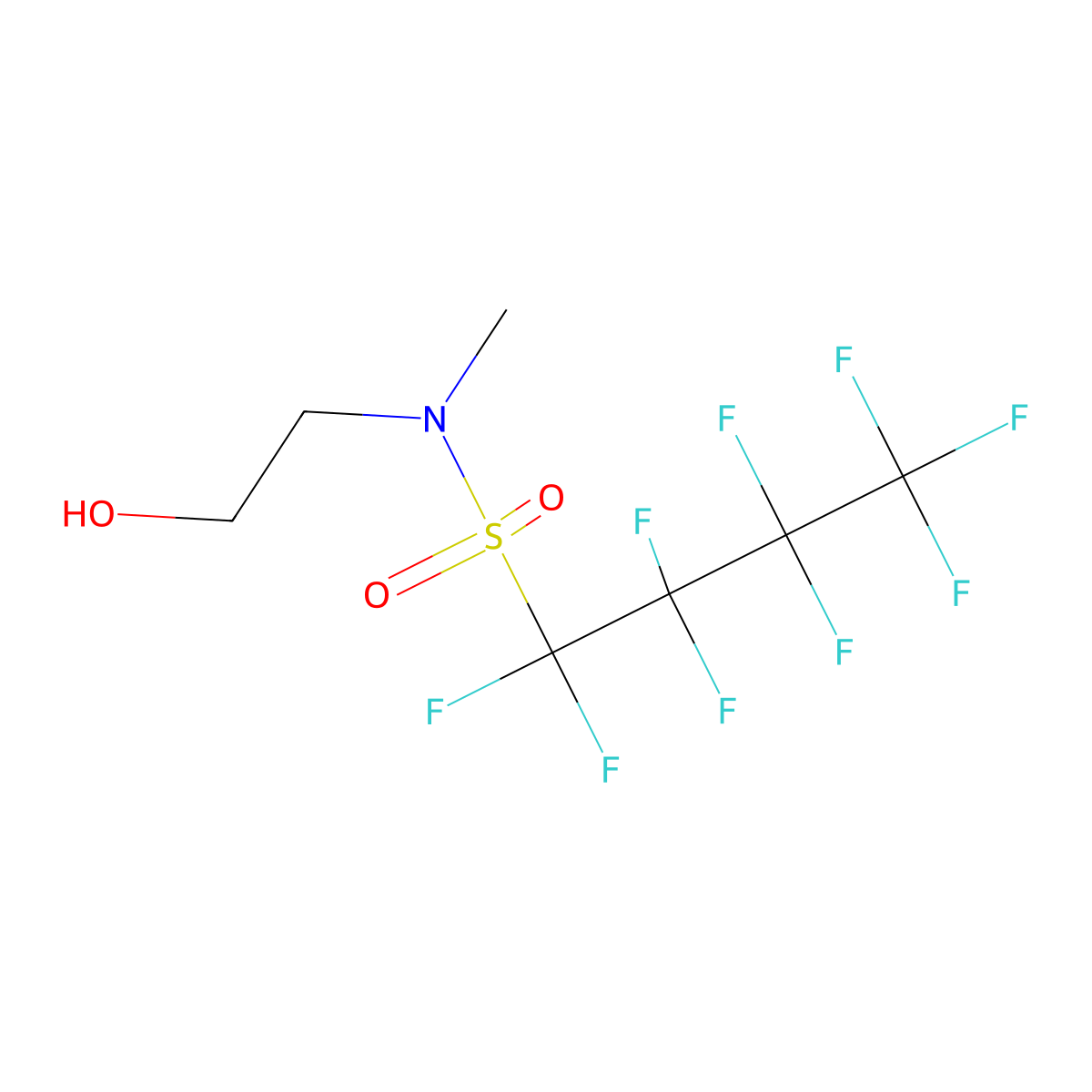 1,1,2,2,3,3,4,4,4-Nonafluoro-N-(2-hydroxyethyl)-N-methylbutane-1-sulphonamide molecular structure, CAS 34454-97-2