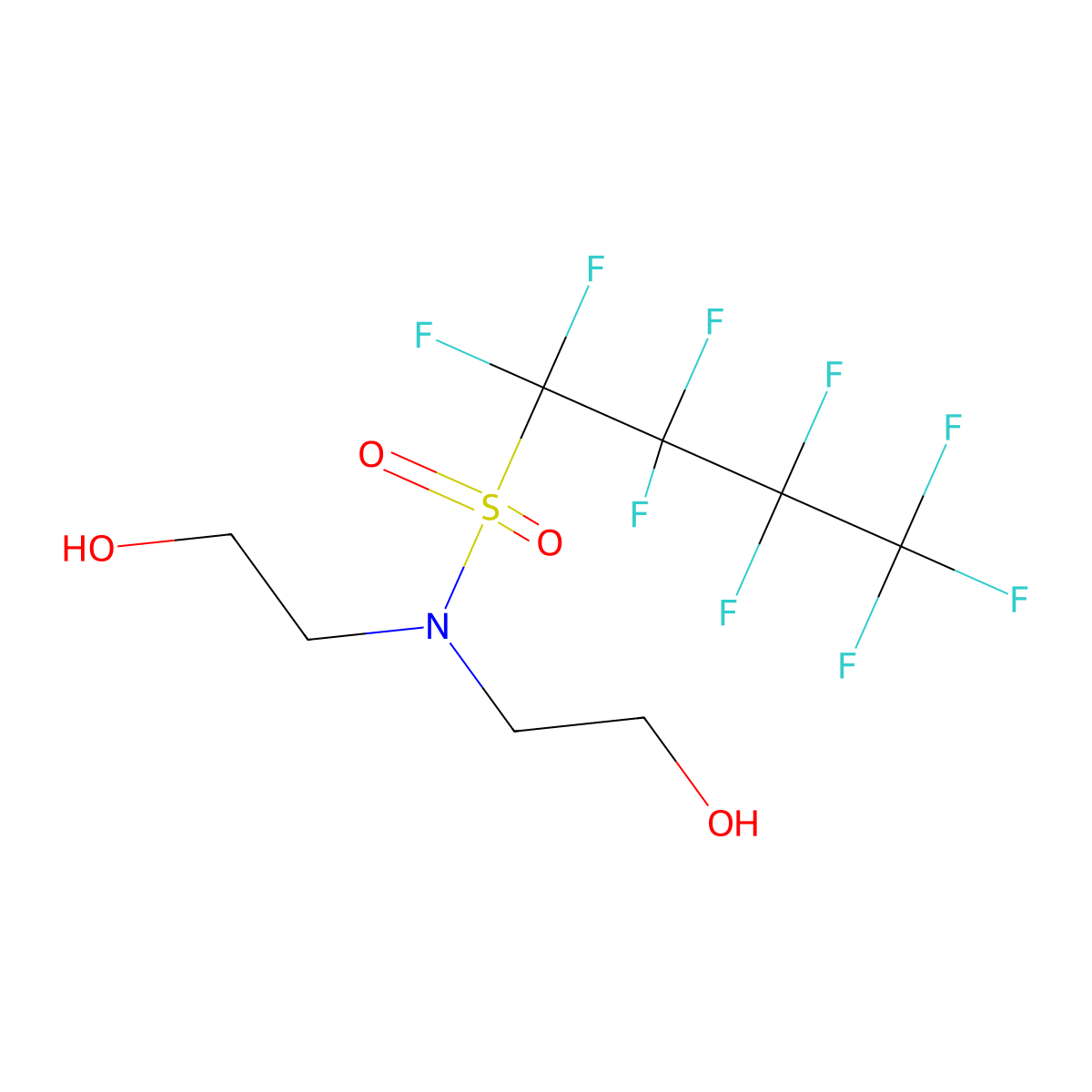 1,1,2,2,3,3,4,4,4-Nonafluoro-N,N-bis(2-hydroxyethyl)butane-1-sulfonamide molecular structure, CAS 34455-00-0
