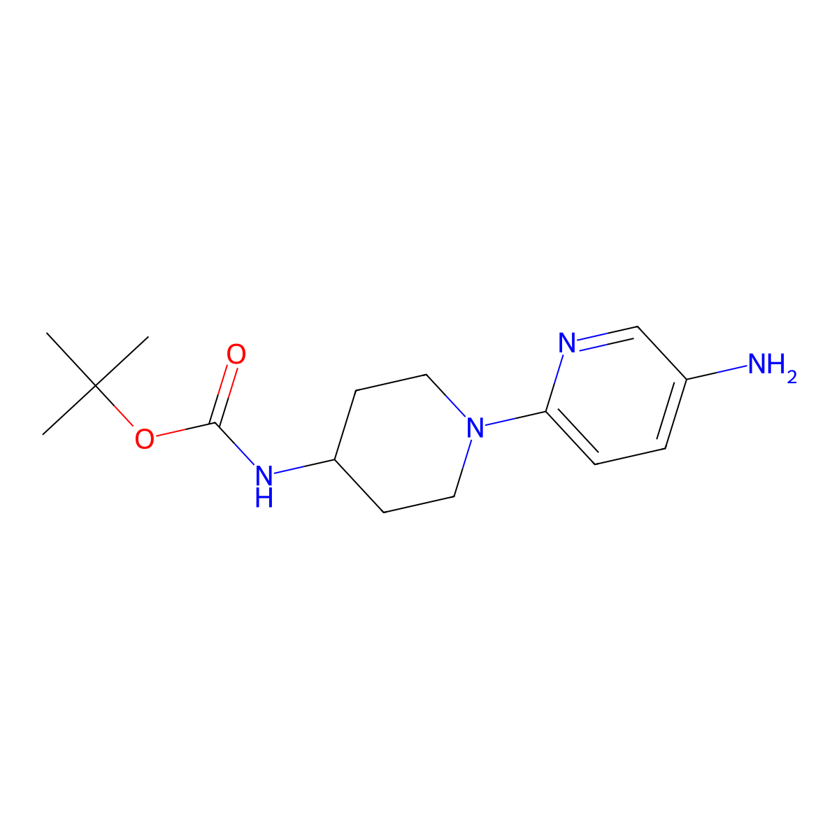 tert-Butyl 1-(5-aminopyridin-2-yl)piperidin-4-ylcarbamate molecular structure, CAS 344567-02-8
