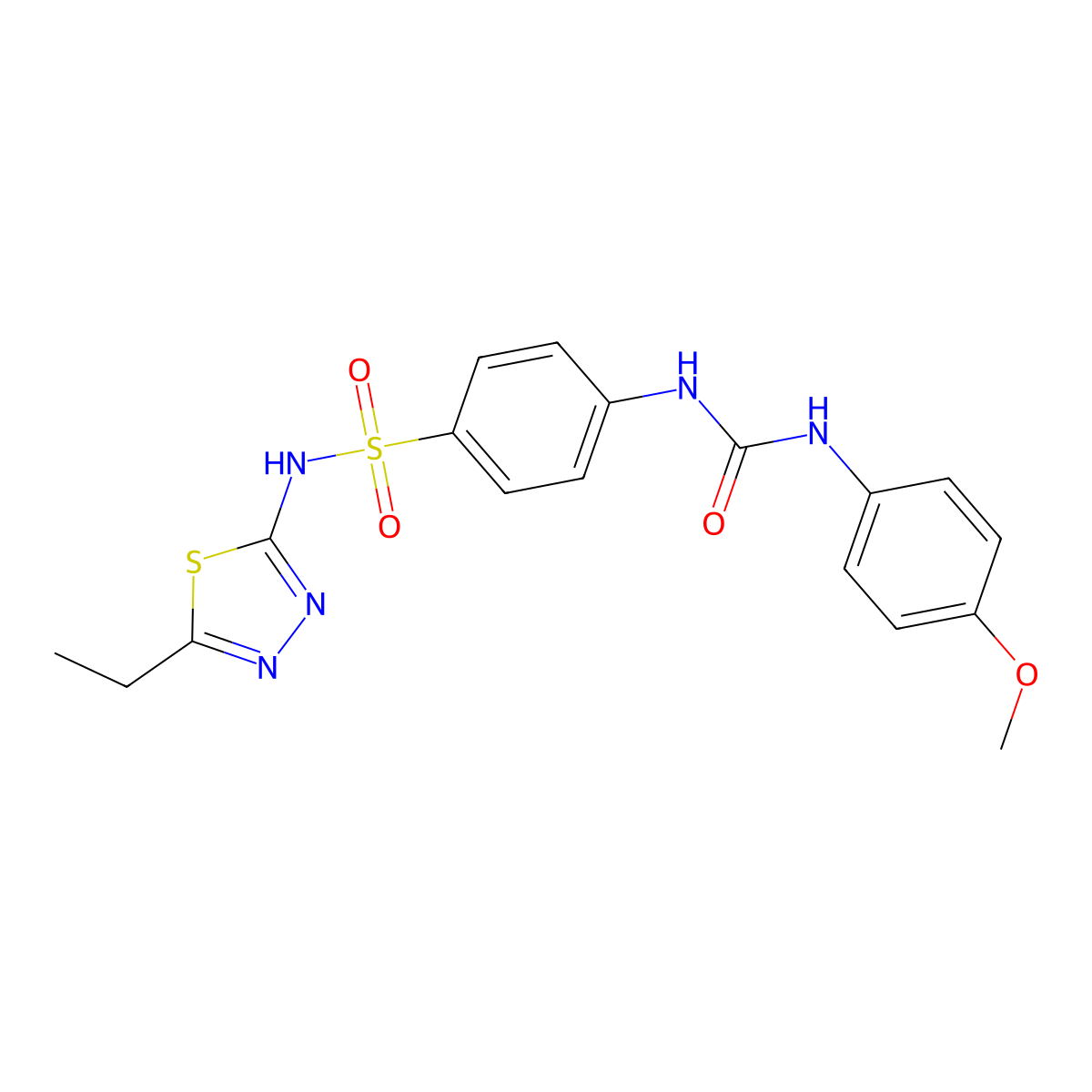1-[4-[(5-Ethyl-1,3,4-thiadiazol-2-yl)sulfamoyl]phenyl]-3-(4-methoxyphenyl)urea molecular structure, CAS 344583-77-3