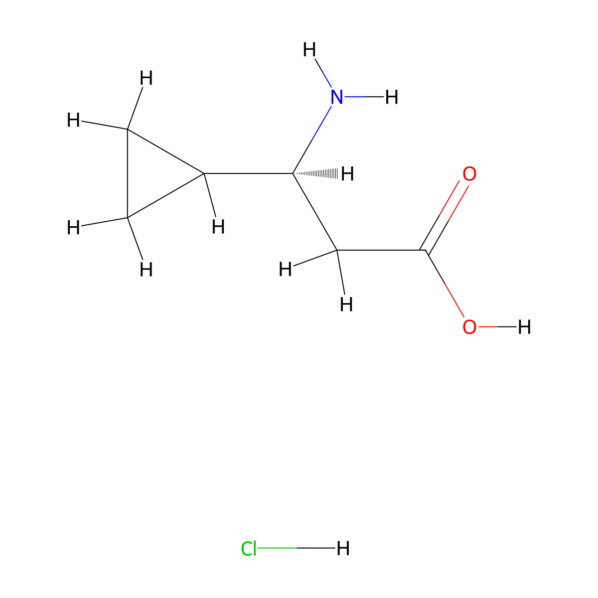 (3S)-3-amino-3-cyclopropylpropanoic acid hydrochloride molecular structure, CAS 344587-40-2