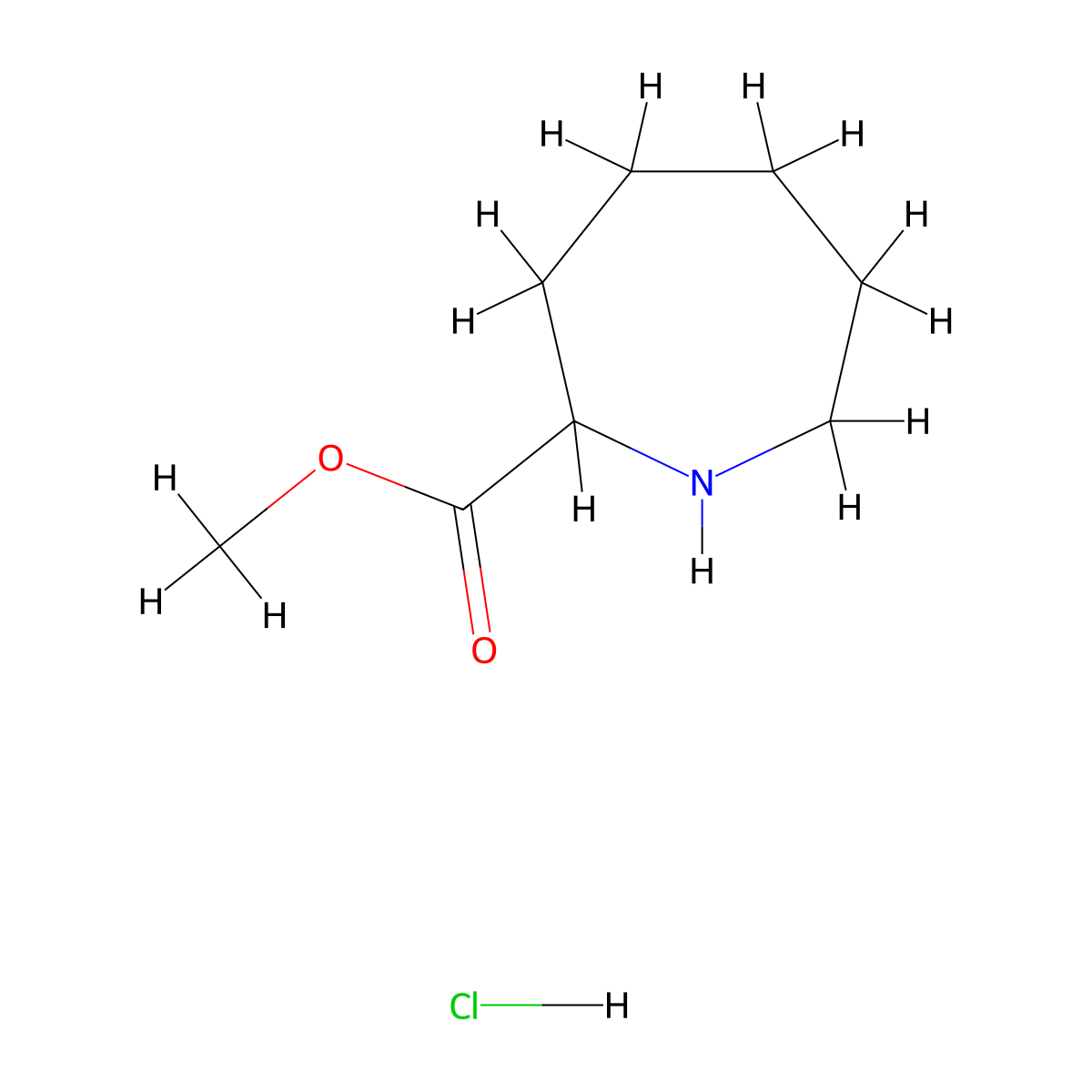 Methyl azepane-2-carboxylate hydrochloride molecular structure, CAS 34459-10-4