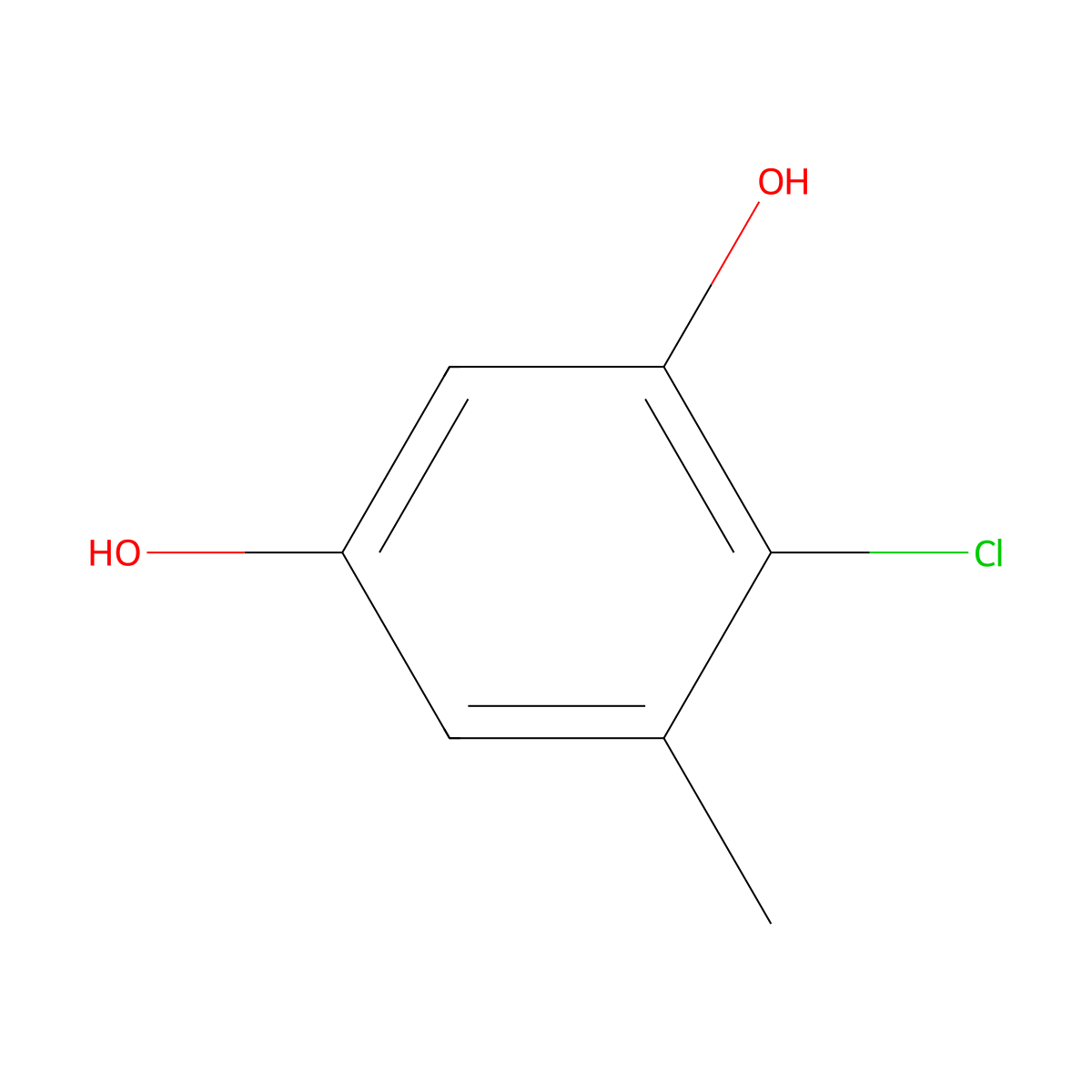 1,3-Benzenediol, 4-chloro-5-methyl- molecular structure, CAS 3446-05-7