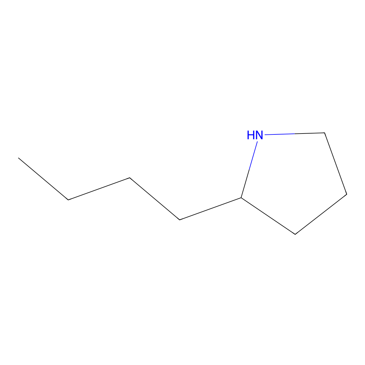 2-Butylpyrrolidine molecular structure, CAS 3446-98-8