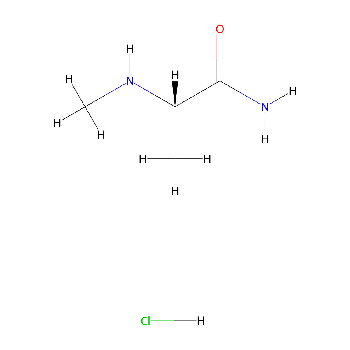 (2S)-2-(methylamino)propanamide hydrochloride molecular structure, CAS 344609-44-5