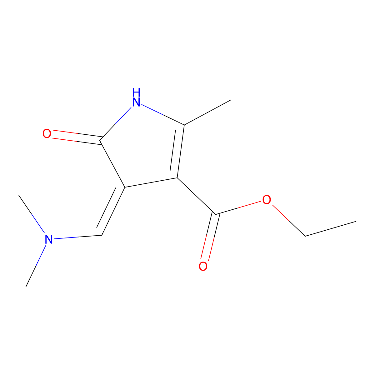 ethyl (4Z)-4-(dimethylaminomethylidene)-2-methyl-5-oxo-1H-pyrrole-3-carboxylate molecular structure, CAS 34463-68-8