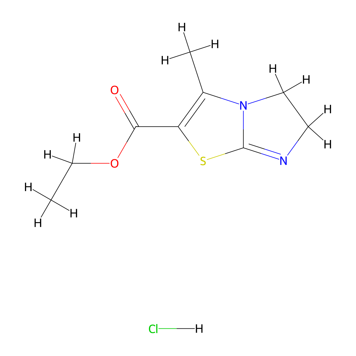 Imidazo(2,1-b)thiazole-2-carboxylic acid, 5,6-dihydro-3-methyl-, ethyl ester, hydrochloride molecular structure, CAS 34467-12-4