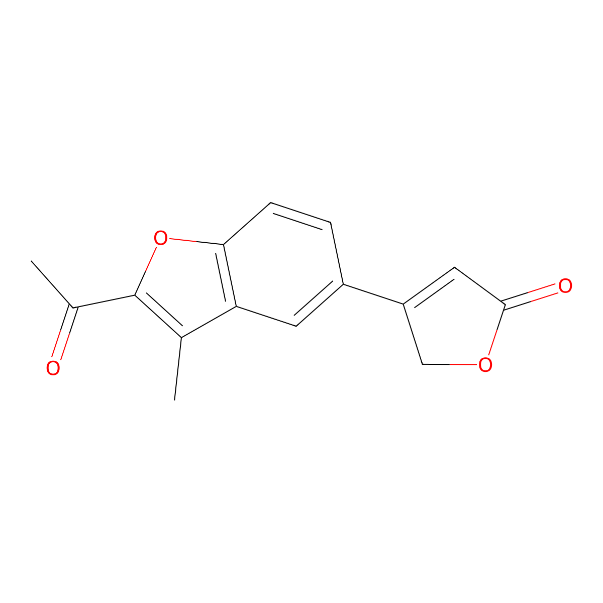 4-(2-Acetyl-3-methyl-5-benzofuryl)furan-2(5H)-one molecular structure, CAS 3447-79-8