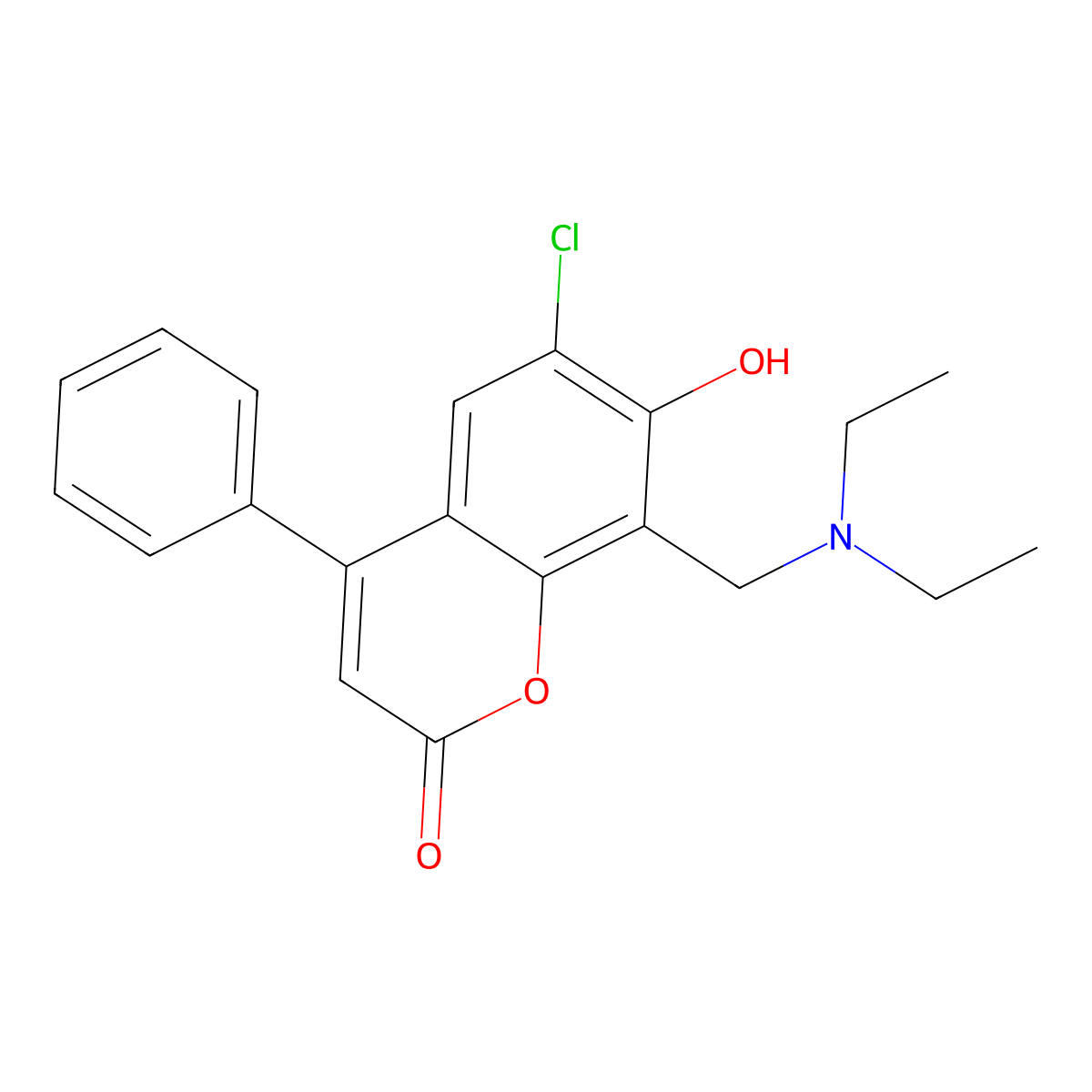 6-chloro-8-[(diethylamino)methyl]-7-hydroxy-4-phenyl-2H-chromen-2-one molecular structure, CAS 344743-80-2