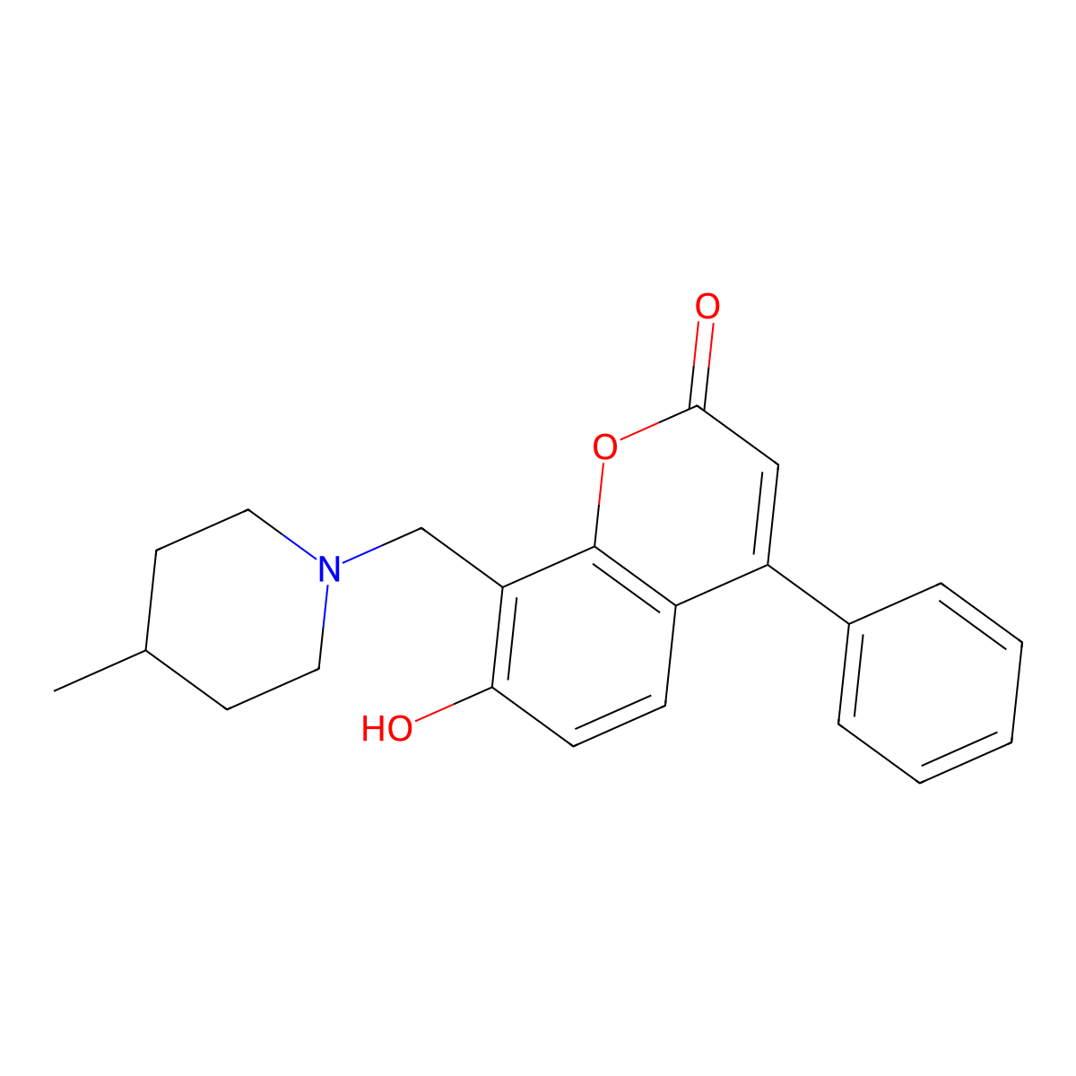 7-hydroxy-8-[(4-methylpiperidin-1-yl)methyl]-4-phenyl-2H-chromen-2-one molecular structure, CAS 344743-87-9
