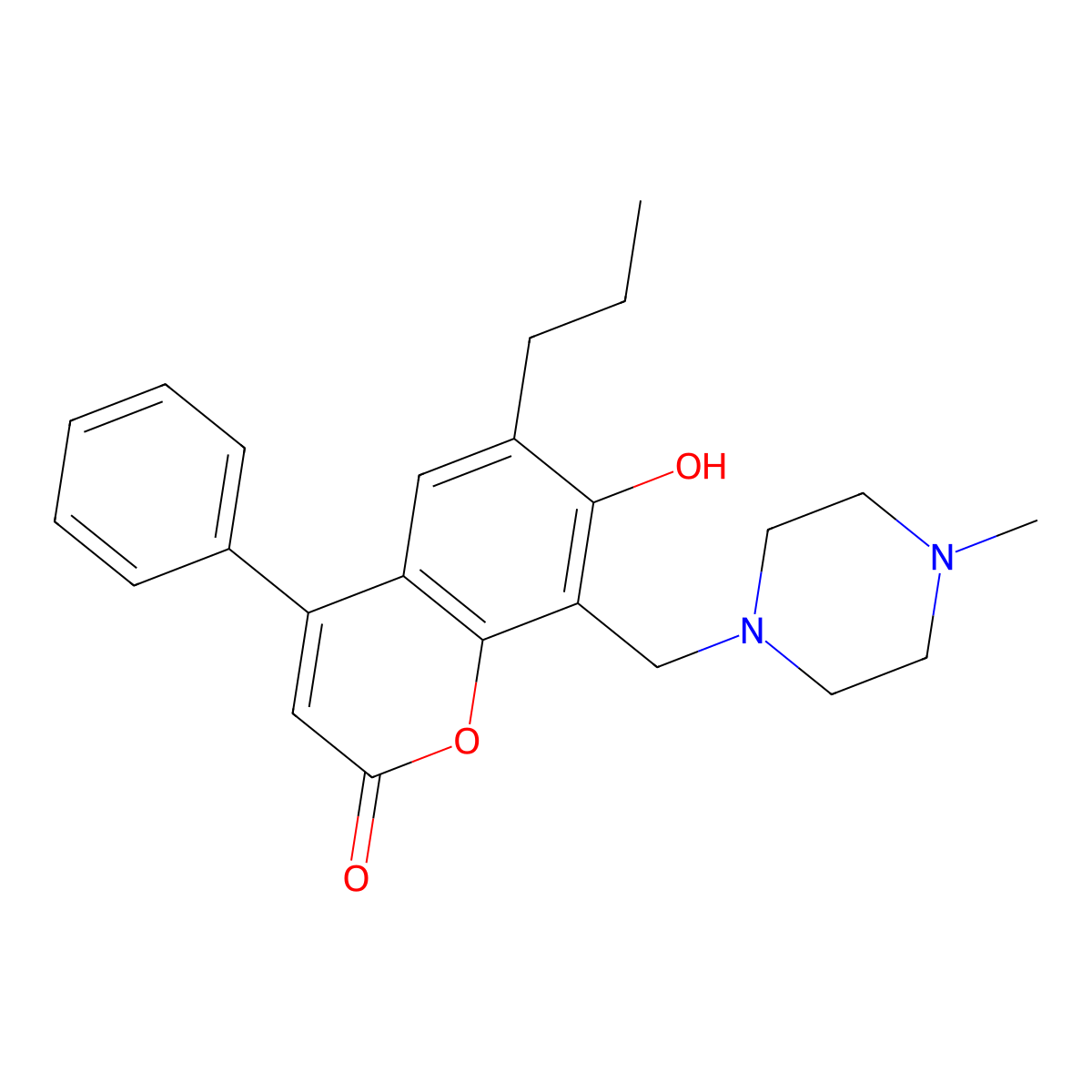 7-hydroxy-8-[(4-methylpiperazin-1-yl)methyl]-4-phenyl-6-propyl-2H-chromen-2-one molecular structure, CAS 344743-94-8