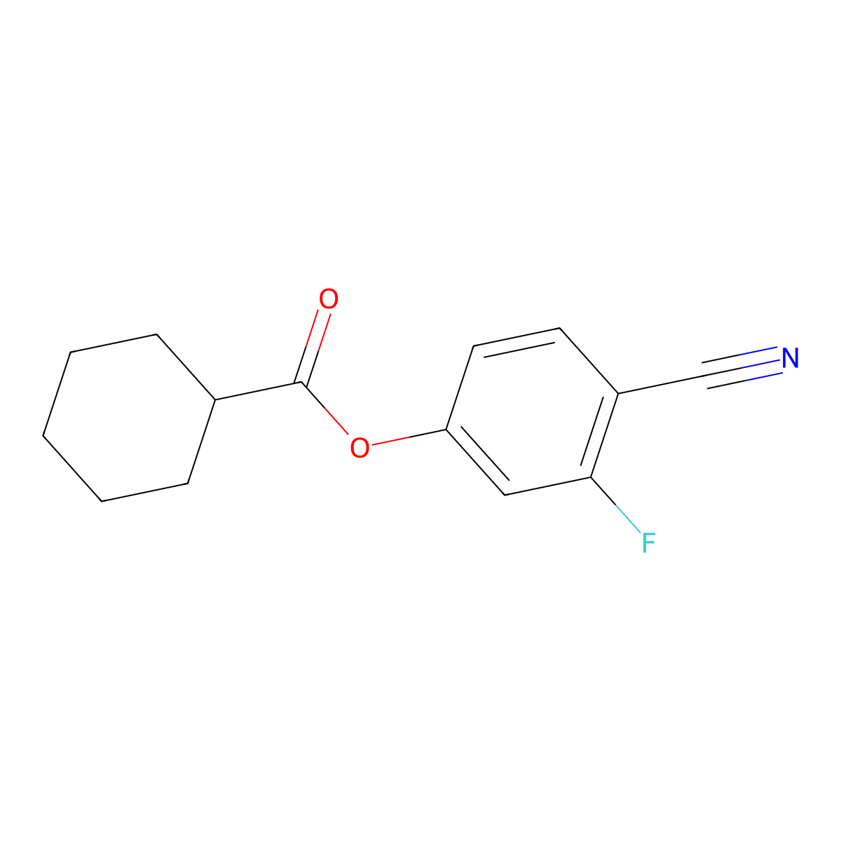 Cyclohexanecarboxylic acid 4-cyano-3-fluorophenyl ester molecular structure, CAS 344749-25-3