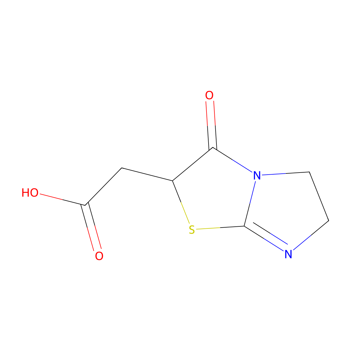 (3-Oxo-2,3,5,6-tetrahydro-imidazo[2,1-b]thiazol-2-yl)-acetic acid molecular structure, CAS 34477-50-4