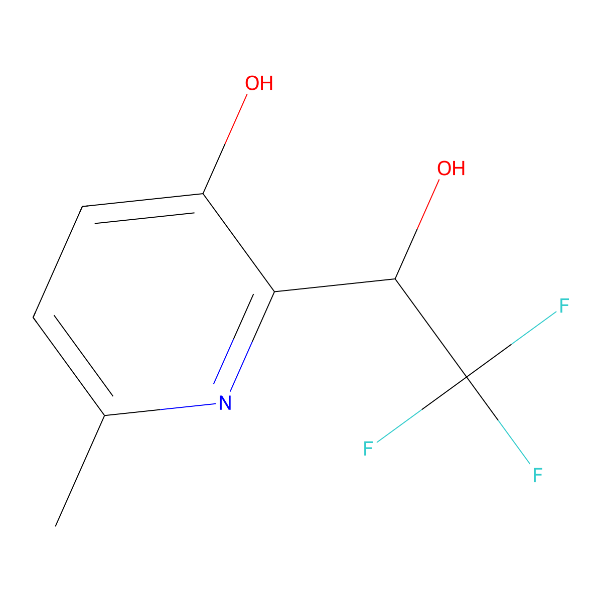 6-Methyl-2-(2,2,2-trifluoro-1-hydroxyethyl)pyridin-3-ol molecular structure, CAS 344776-71-2
