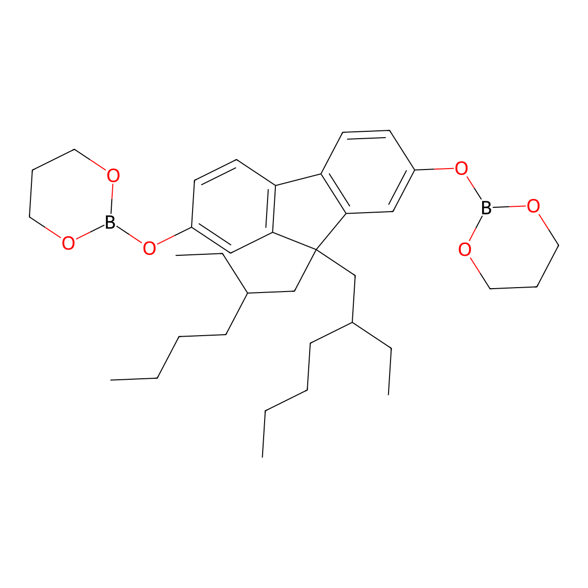 2,2'-((9,9-Bis(2-ethylhexyl)-9H-fluorene-2,7-diyl)bis(oxy))bis(1,3,2-dioxaborinane) molecular structure, CAS 344782-49-6