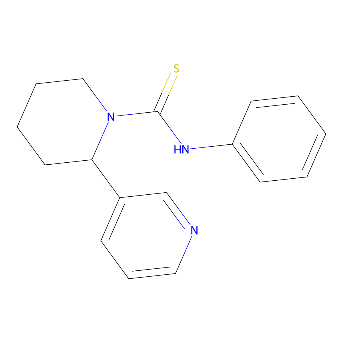 N-phenyl-2-(pyridin-3-yl)piperidine-1-carbothioamide molecular structure, CAS 344869-94-9