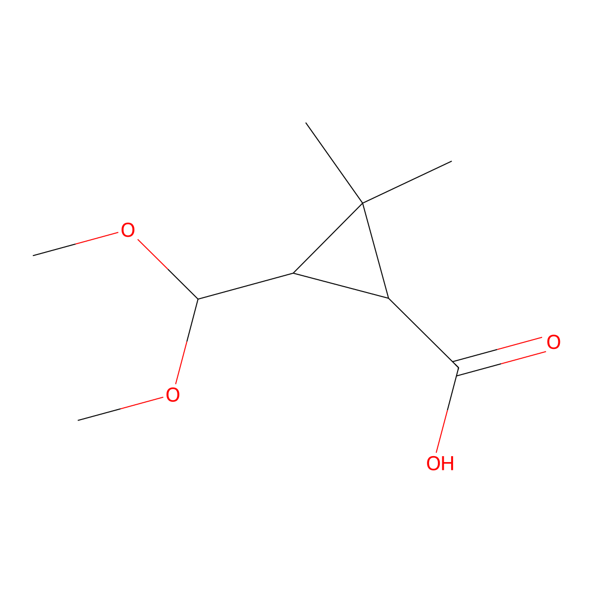 3-(Dimethoxymethyl)-2,2-dimethylcyclopropane-1-carboxylic acid molecular structure, CAS 344884-19-1