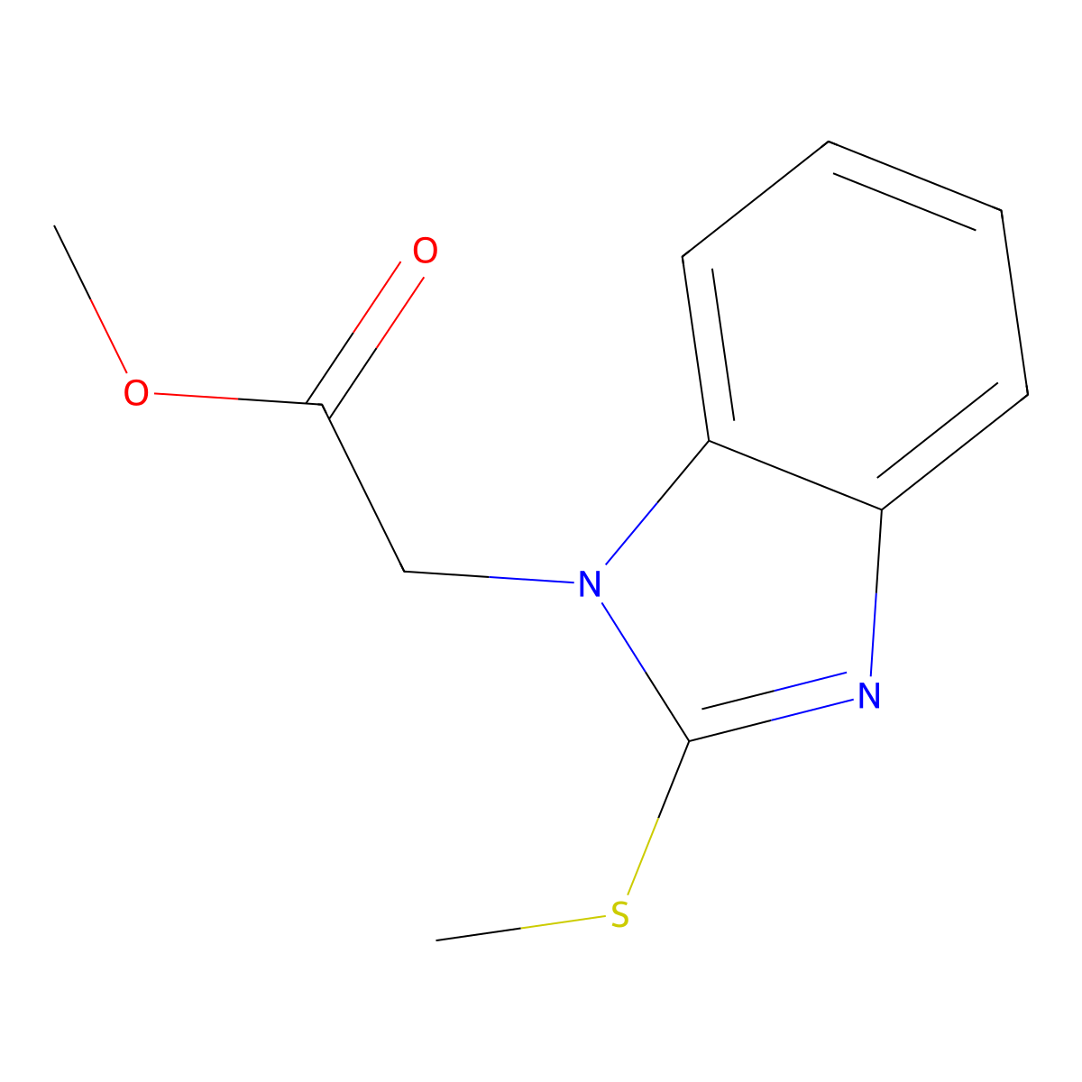 Methyl 2-(2-methylthiobenzimidazolyl)acetate molecular structure, CAS 344896-50-0