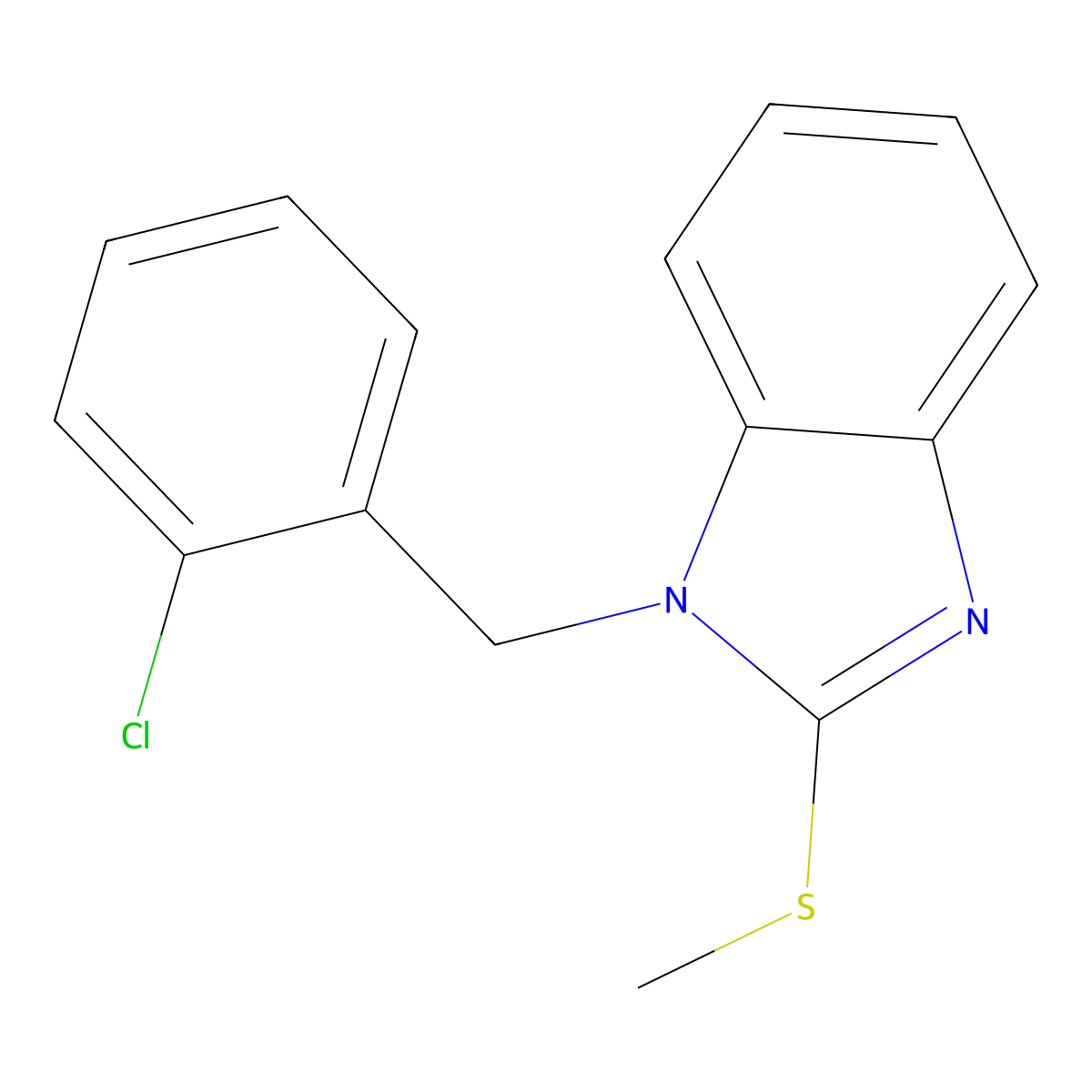 1-(2-chlorobenzyl)-2-(methylthio)-1H-benzimidazole molecular structure, CAS 344896-54-4
