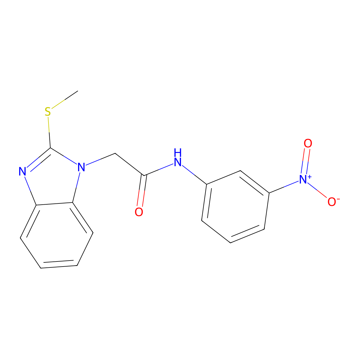 2-(2-methylsulfanylbenzimidazol-1-yl)-N-(3-nitrophenyl)acetamide molecular structure, CAS 344896-57-7
