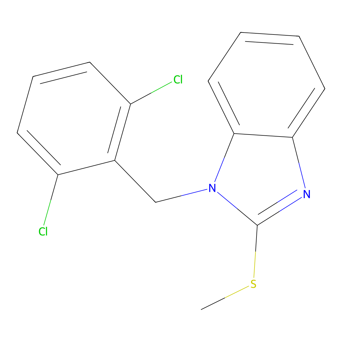 1-[(2,6-Dichlorophenyl)methyl]-2-methylsulfanylbenzimidazole molecular structure, CAS 344896-59-9