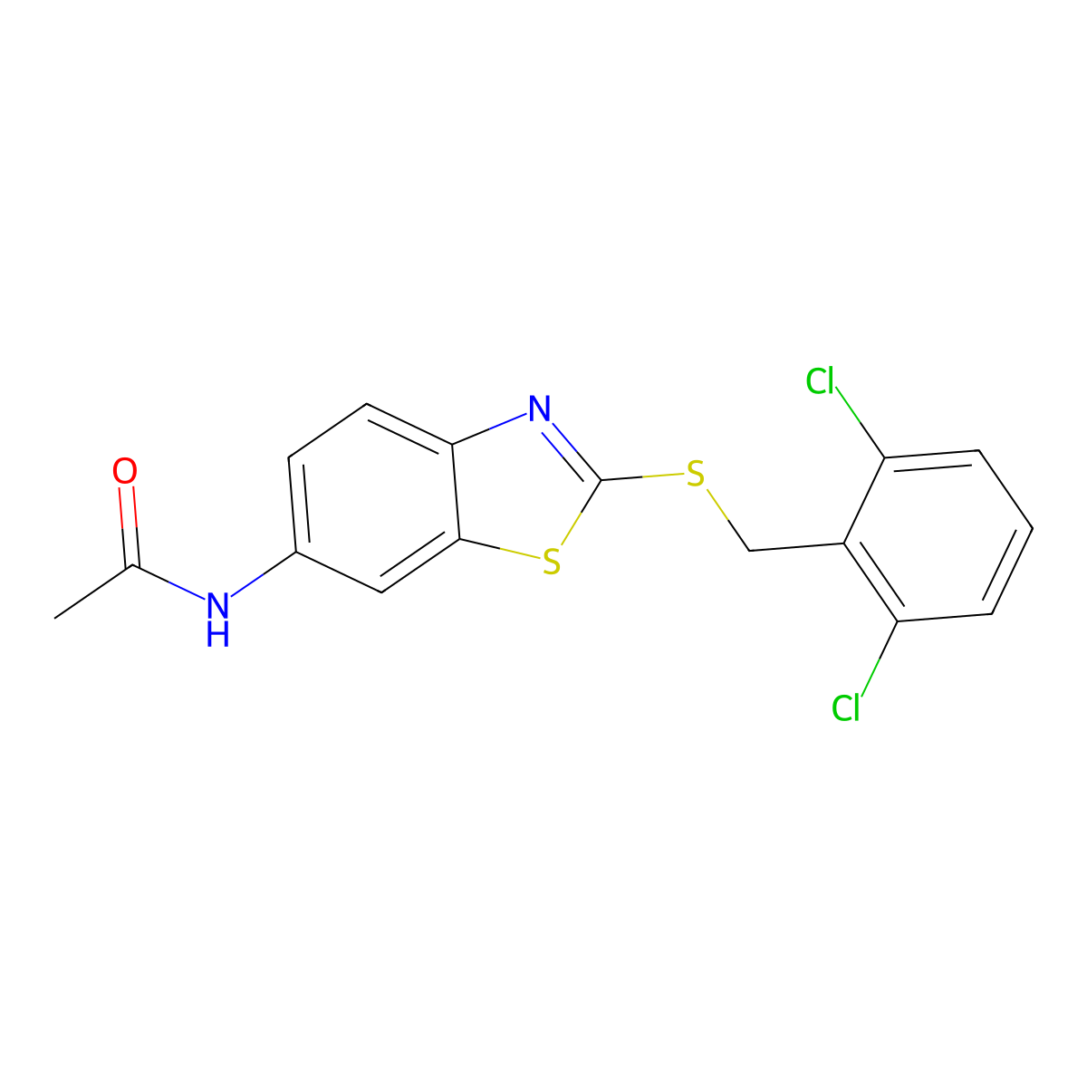 N-[2-[(2,6-dichlorophenyl)methylsulfanyl]-1,3-benzothiazol-6-yl]acetamide molecular structure, CAS 344898-93-7