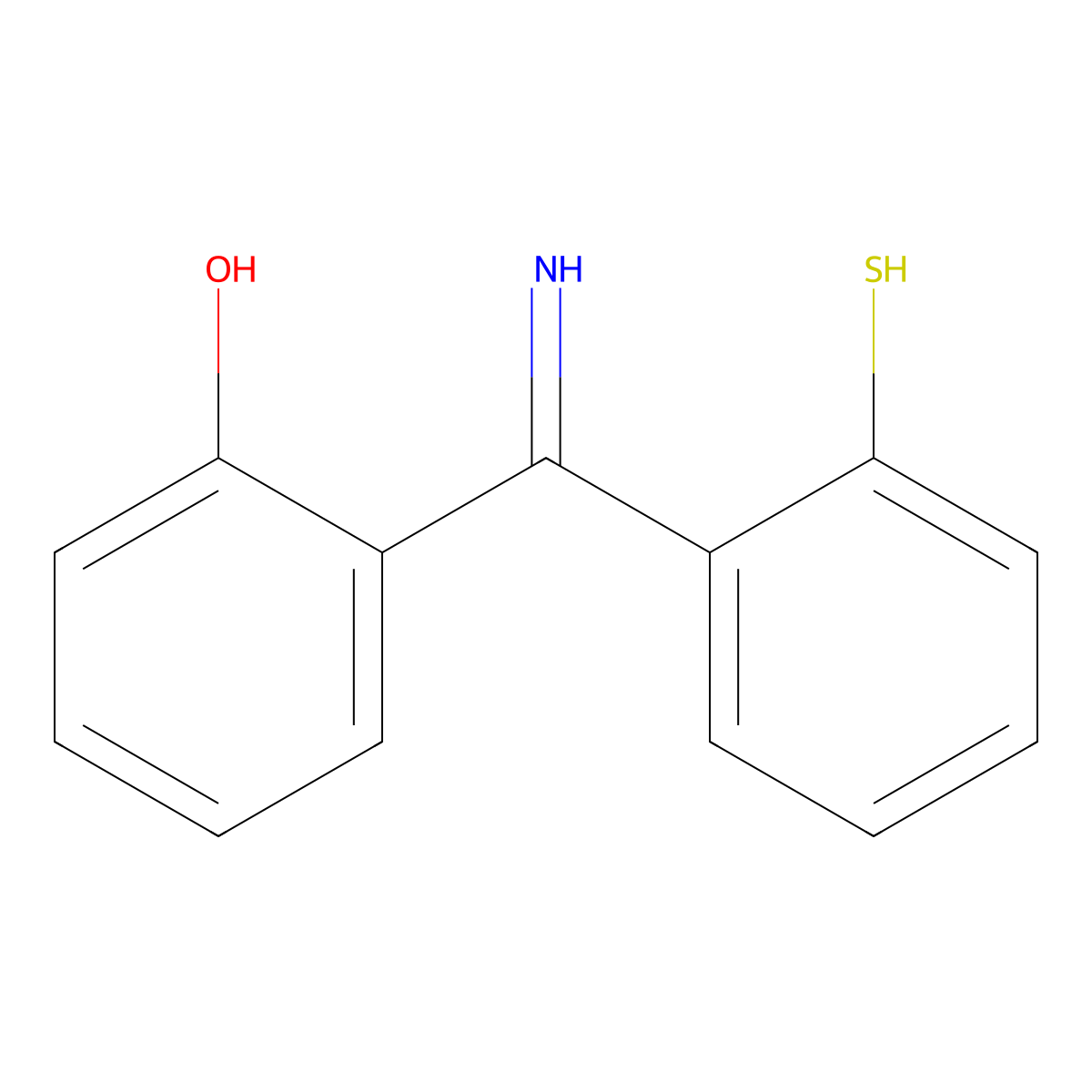 o-(((2-Mercaptophenyl)imino)methyl)phenol molecular structure, CAS 3449-05-6