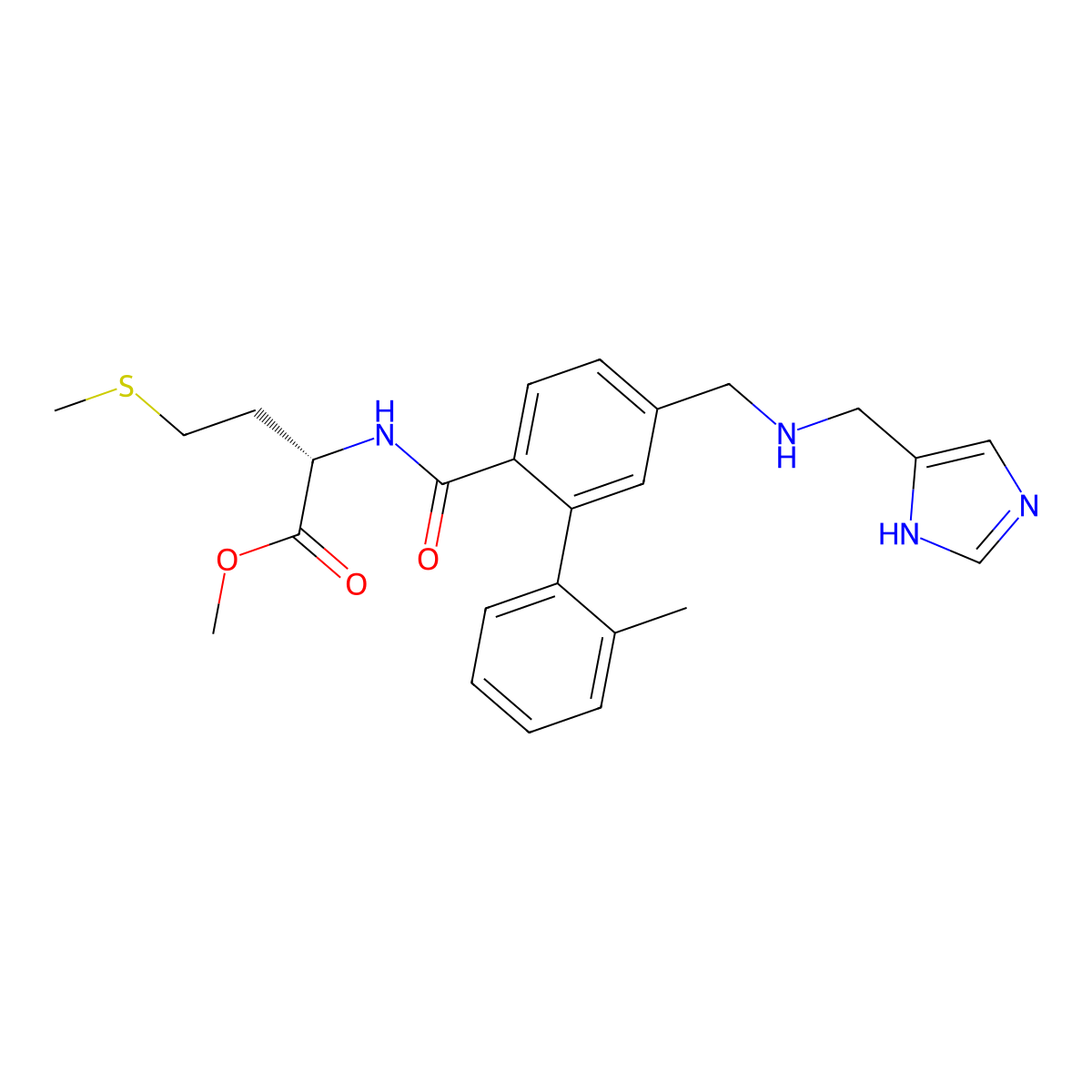 methyl (2S)-2-[[4-[(1H-imidazol-5-ylmethylamino)methyl]-2-(2-methylphenyl)benzoyl]amino]-4-methylsulfanylbutanoate molecular structure, CAS 344900-92-1