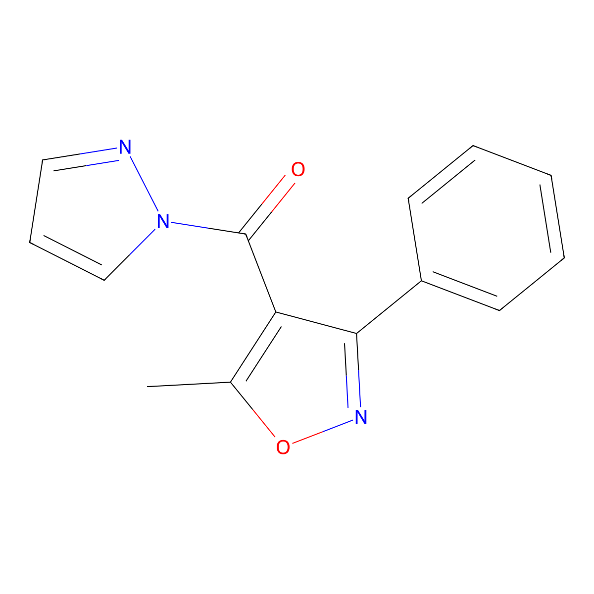 5-methyl-3-phenyl-4-(1H-pyrazol-1-ylcarbonyl)isoxazole molecular structure, CAS 344912-47-6